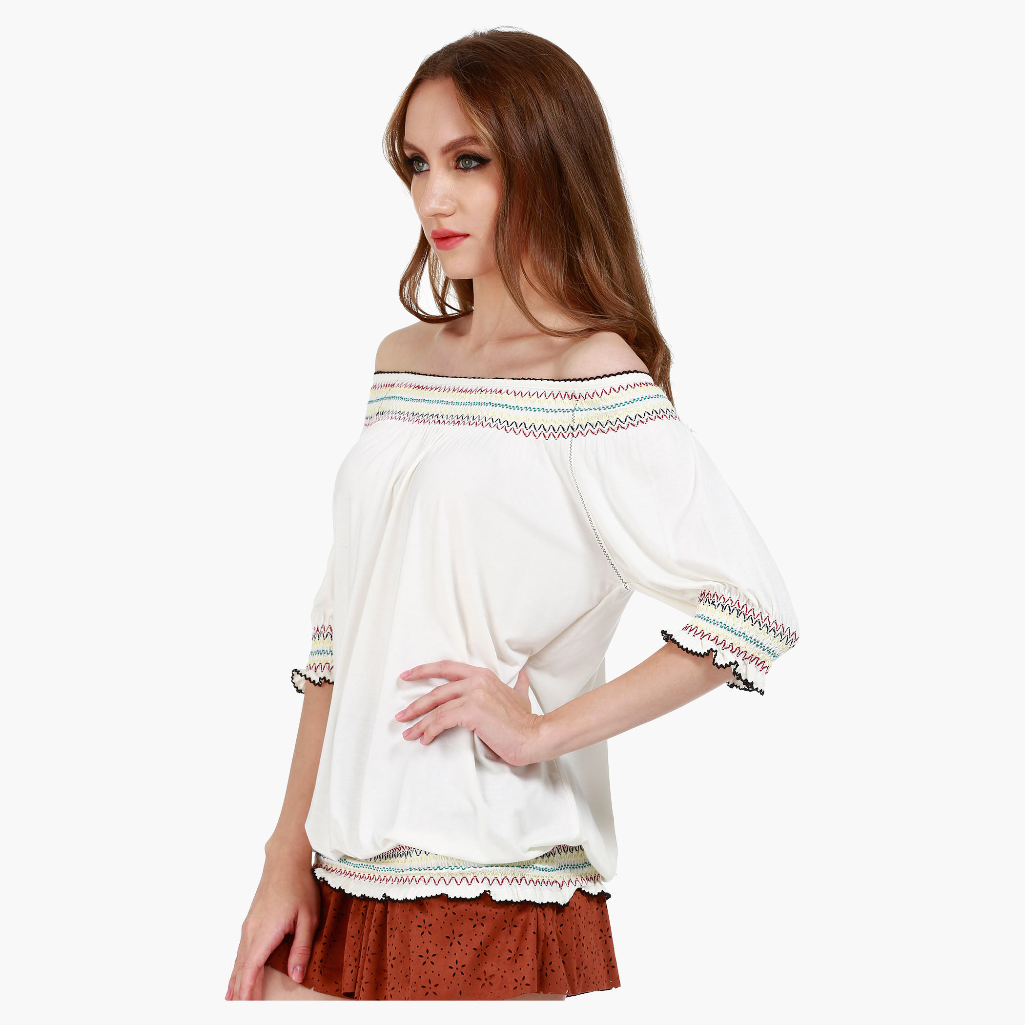 Balloon Fit Embroidered Top with Half Sleeves-women-clothing-shirtsandblouses-blouses-image-3