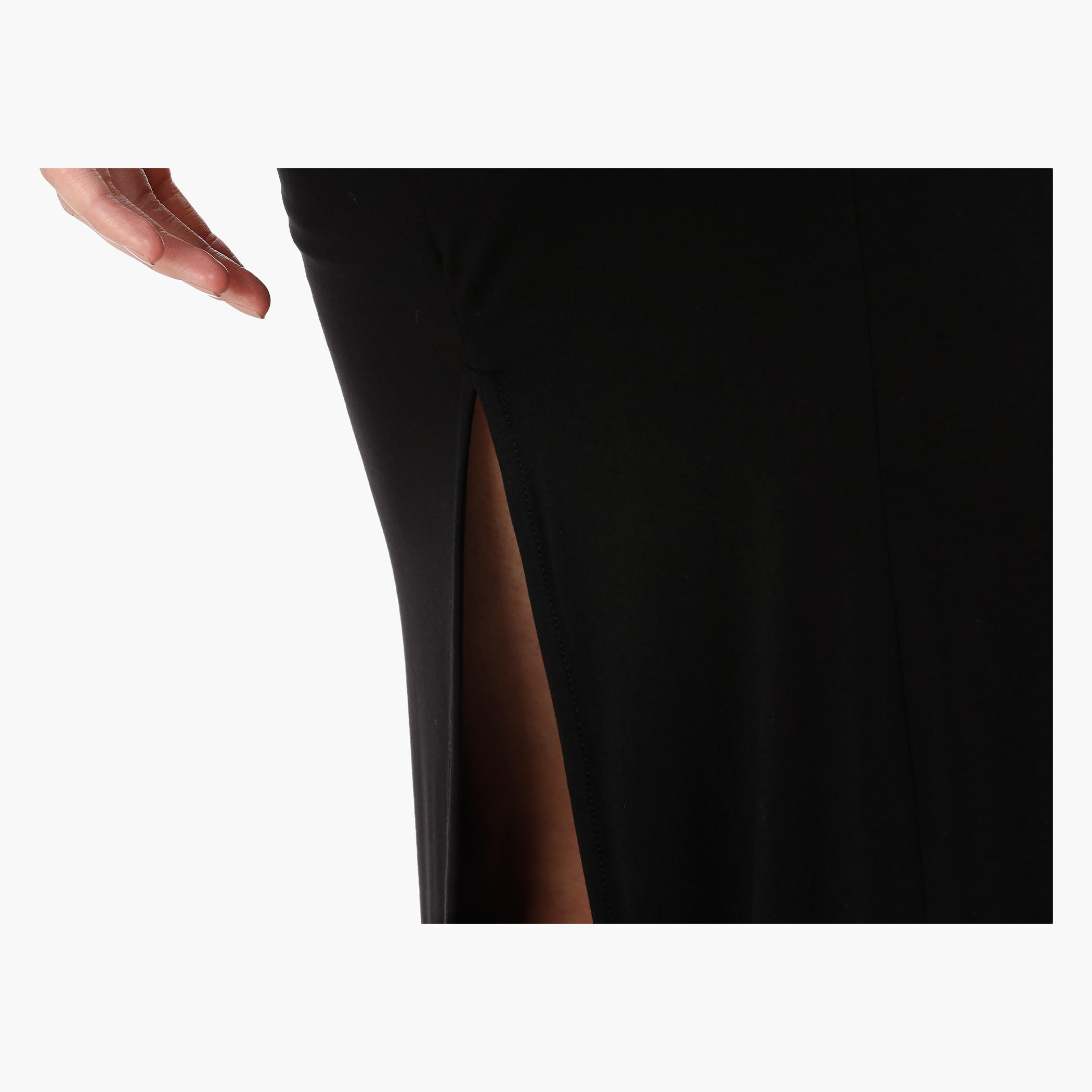 Long Skirt with Knee Length Slit and Cut and Sew Detail in Regular Fit-women-clothing-bottoms-skirts-image-4