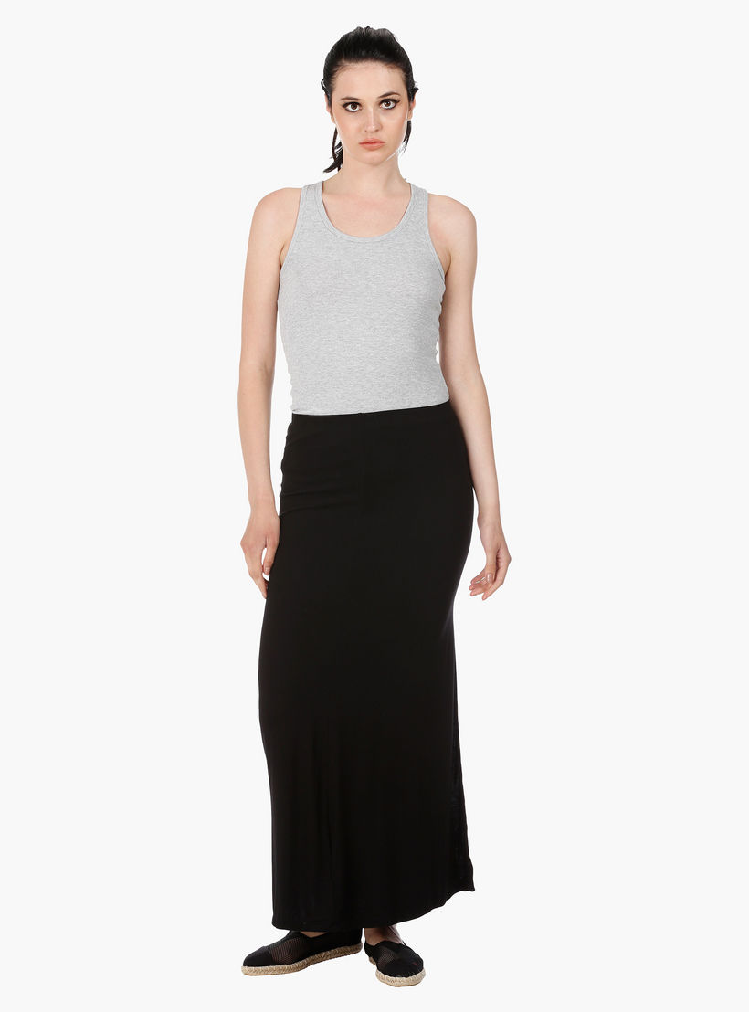 Long Skirt with Knee Length Slit and Cut and Sew Detail in Regular Fit-women-clothing-bottoms-skirts-image-5
