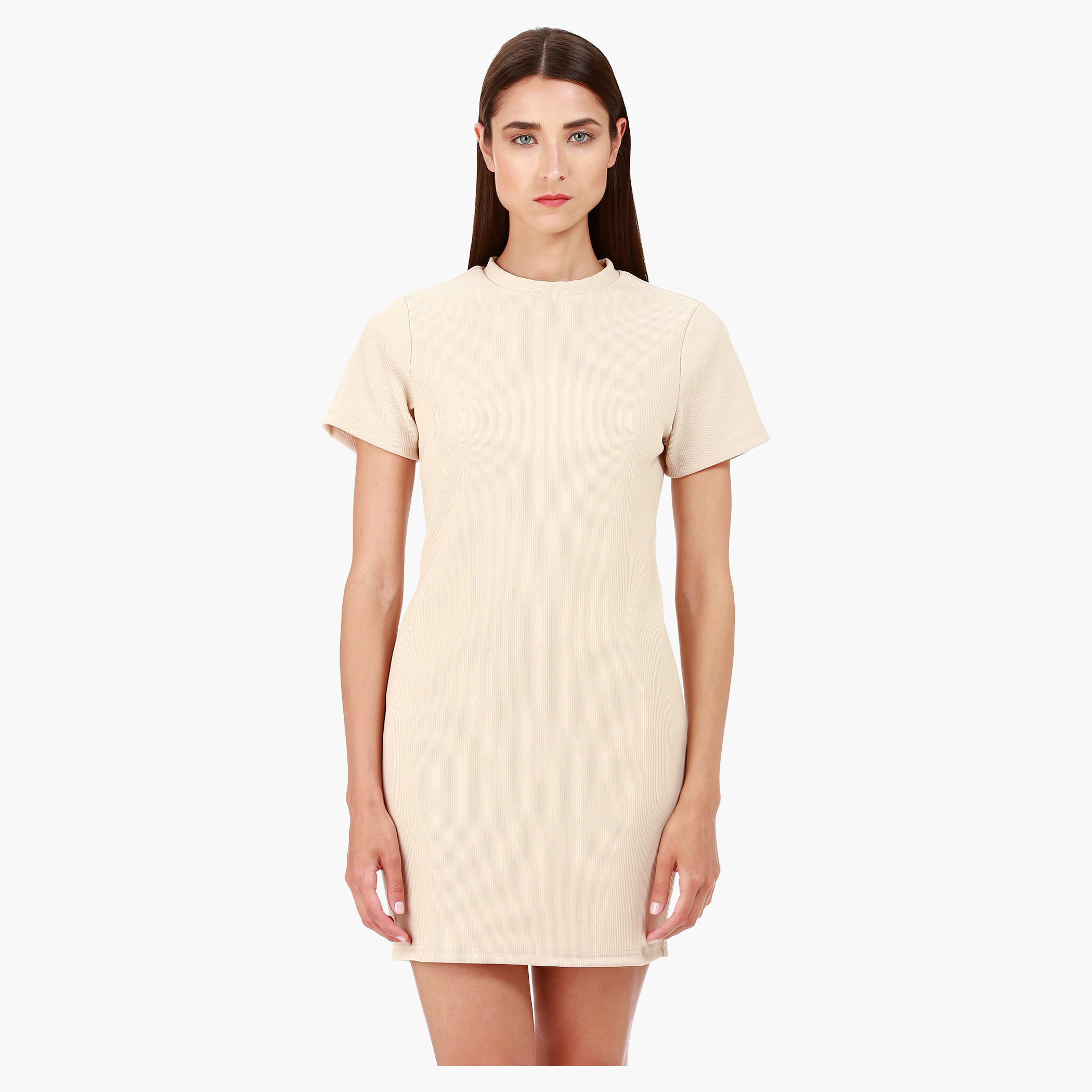 Basic Bodycon Dress With Texture and Crew Neck in Regular Fit-women-clothing-dresses-image-1