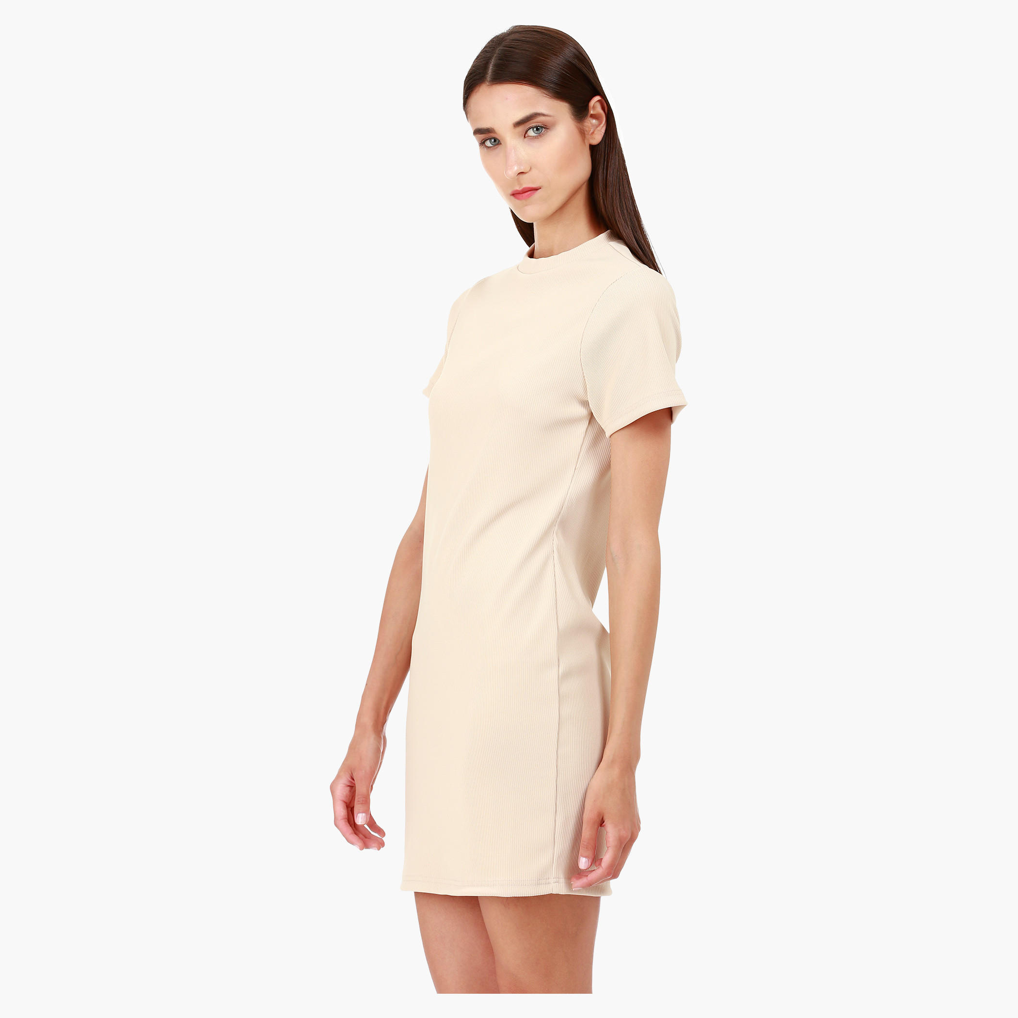Basic Bodycon Dress With Texture and Crew Neck in Regular Fit-women-clothing-dresses-image-3