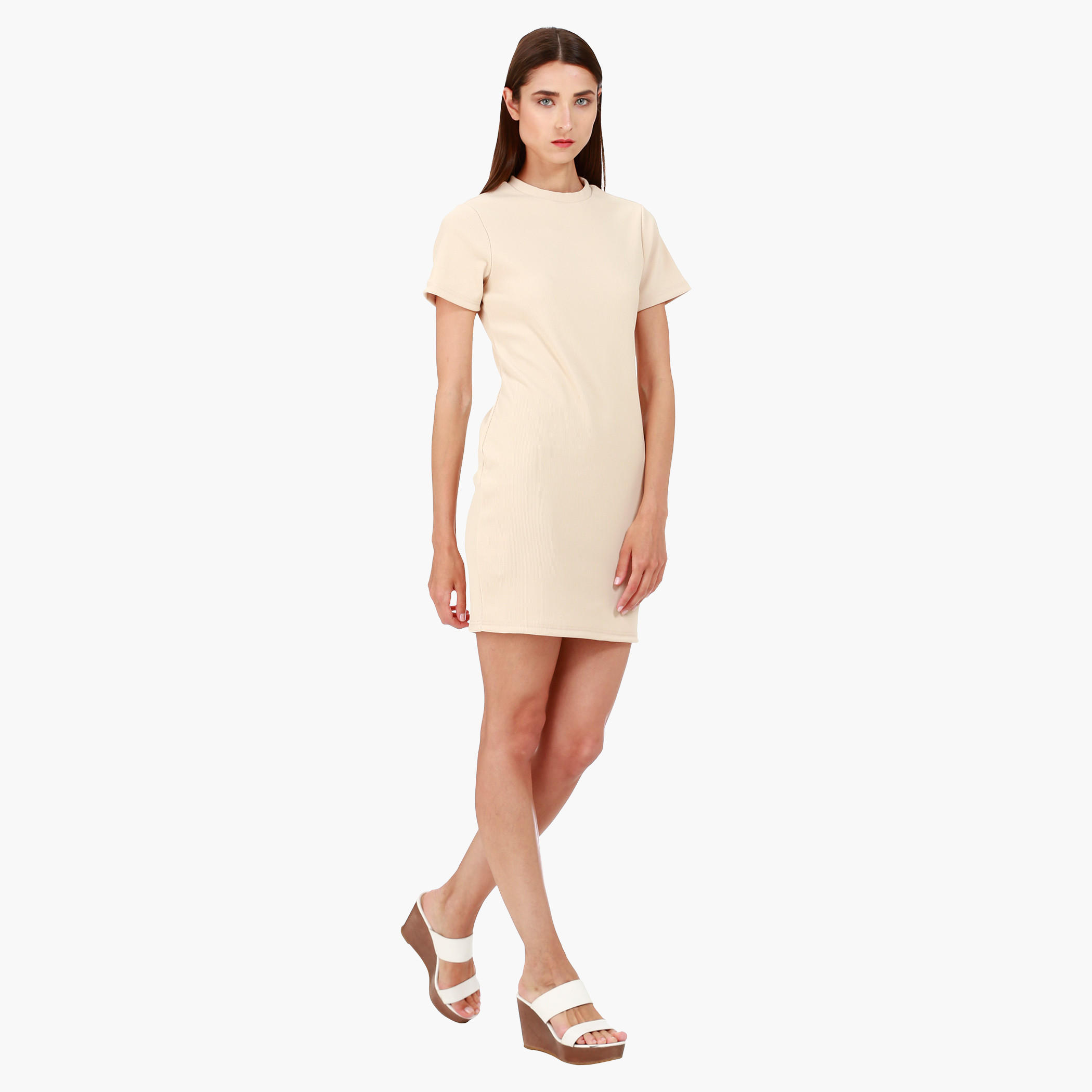 Basic Bodycon Dress With Texture and Crew Neck in Regular Fit-women-clothing-dresses-image-5