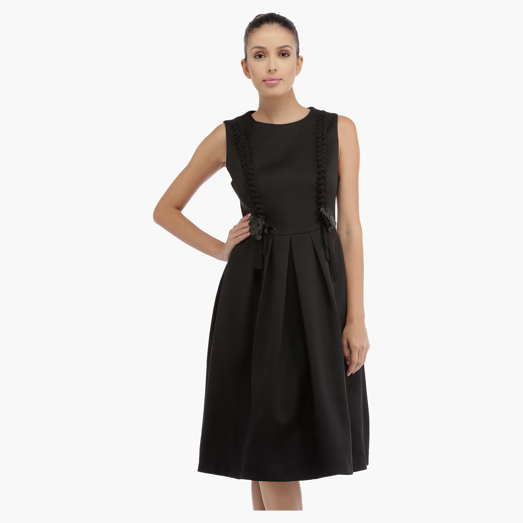 Sleeveless Skater Dress with Appliques-women-clothing-dresses-image-1