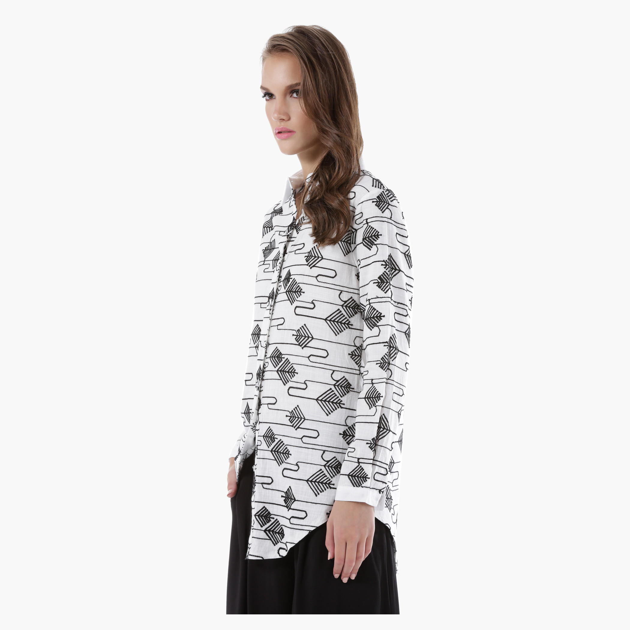 Long Cotton Shirt with Leaf Embroidery-women-clothing-shirtsandblouses-blouses-image-3