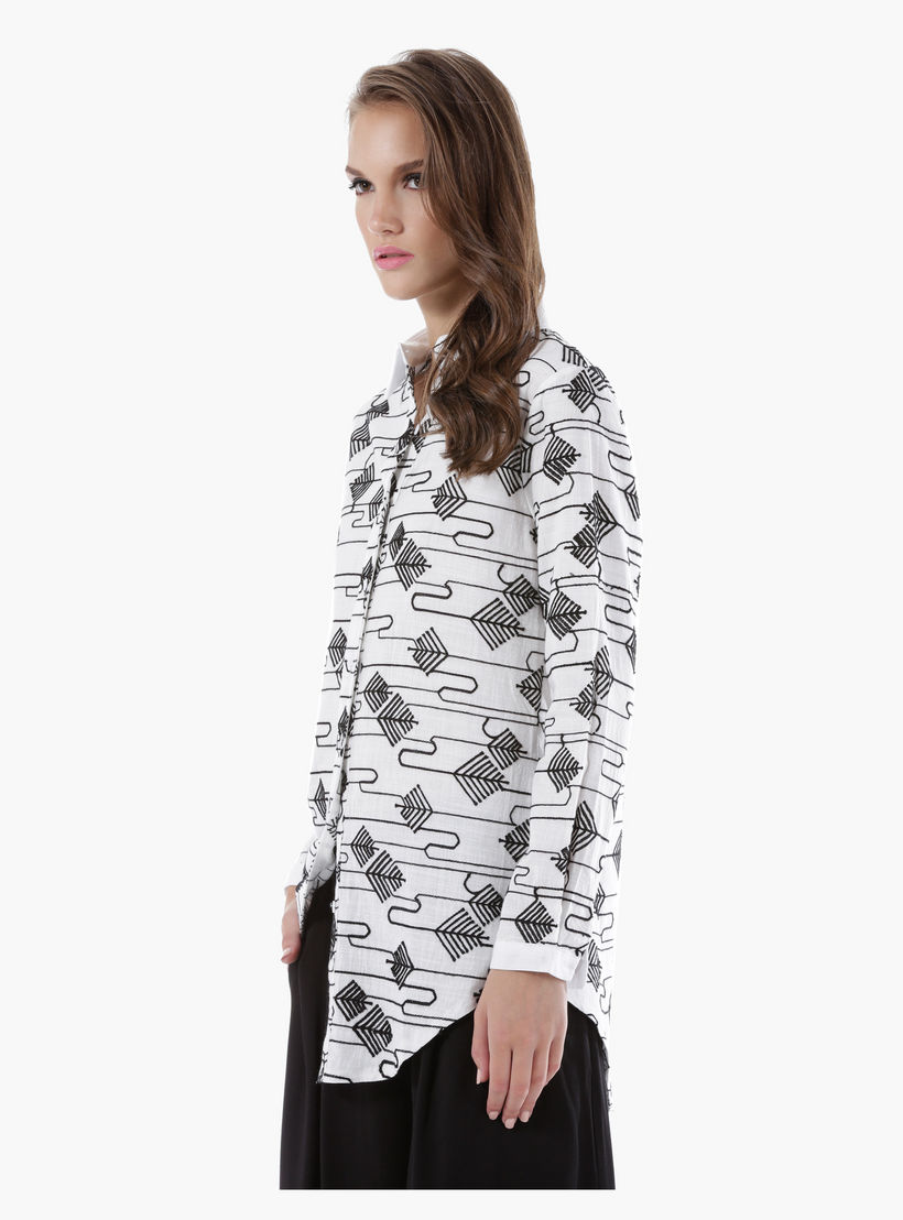 Long Cotton Shirt with Leaf Embroidery-women-clothing-shirtsandblouses-blouses-image-3