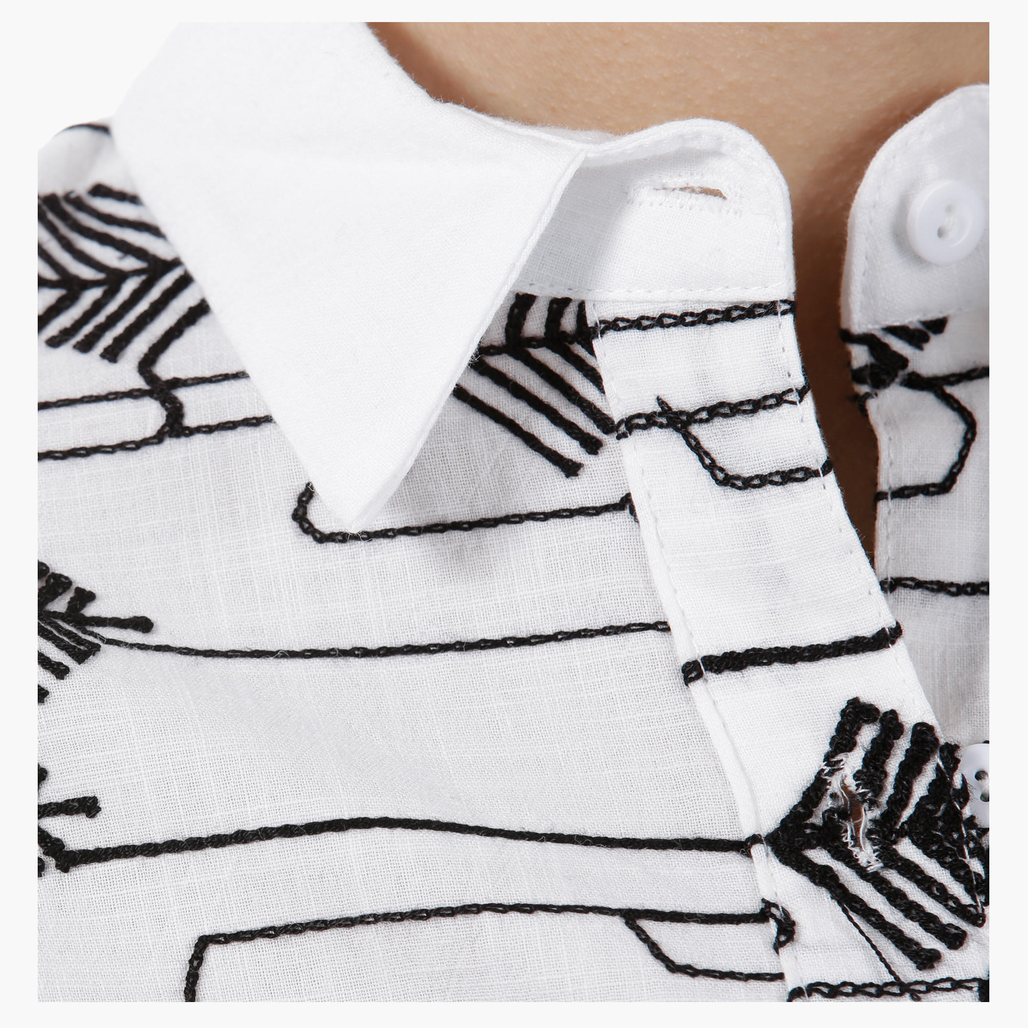 Long Cotton Shirt with Leaf Embroidery-women-clothing-shirtsandblouses-blouses-image-4
