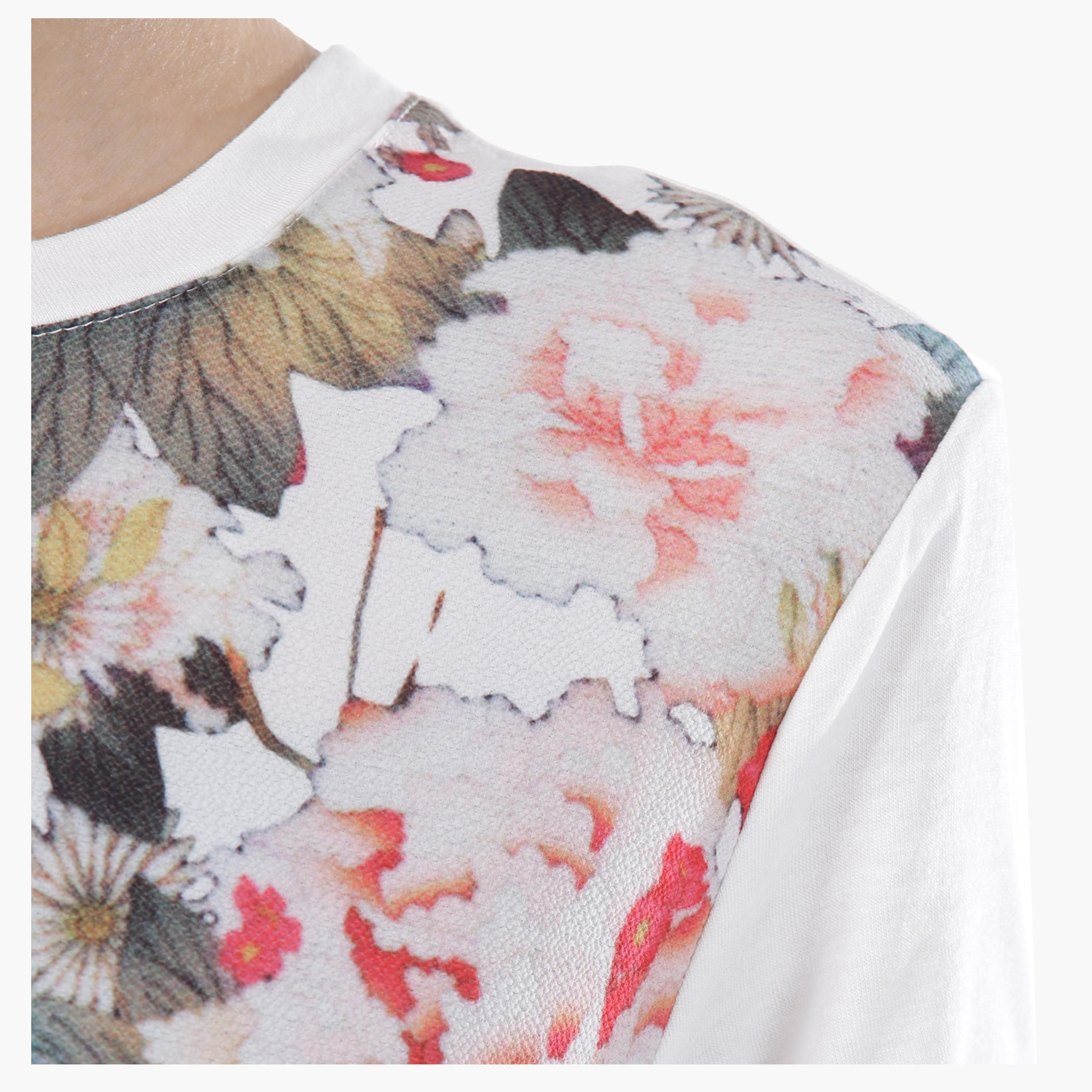 Floral Print Top with Round Neck and Short Sleeves-women-clothing-tshirts-image-4