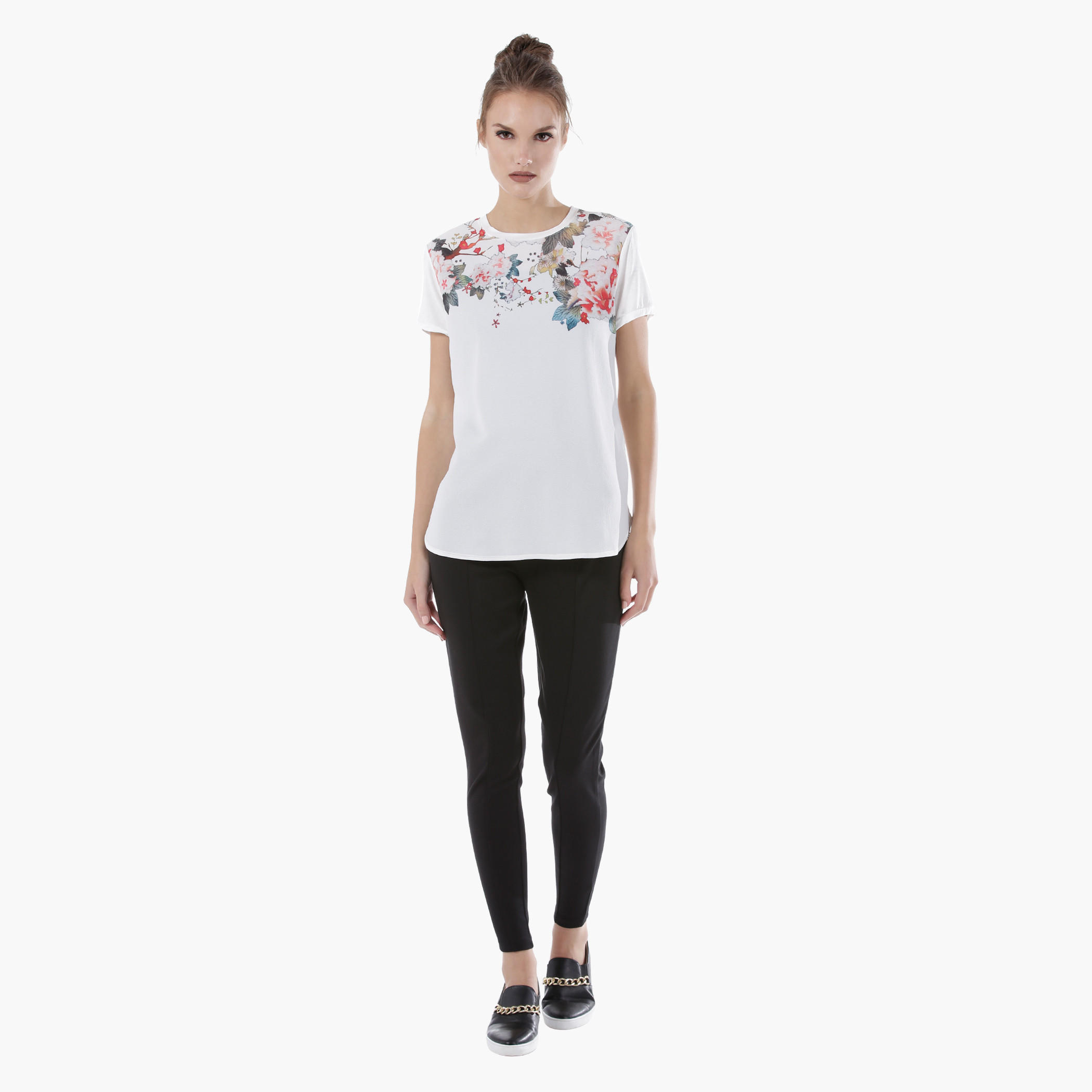 Floral Print Top with Round Neck and Short Sleeves-women-clothing-tshirts-image-5