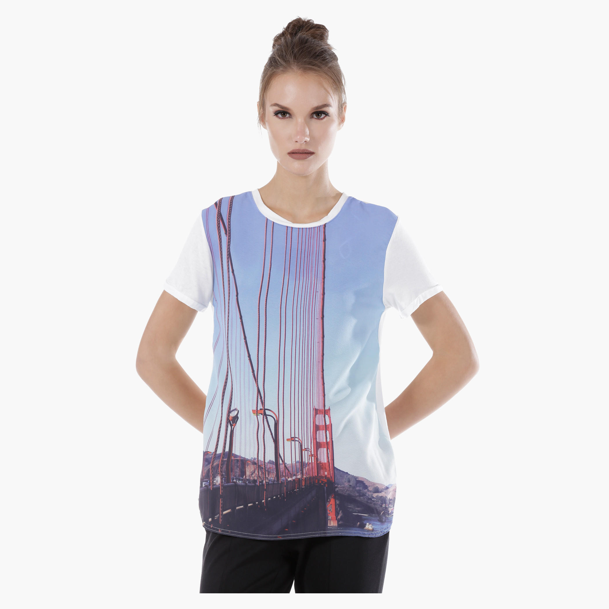 Printed Top with Round Neck and Short Sleeves-women-clothing-tshirts-image-1