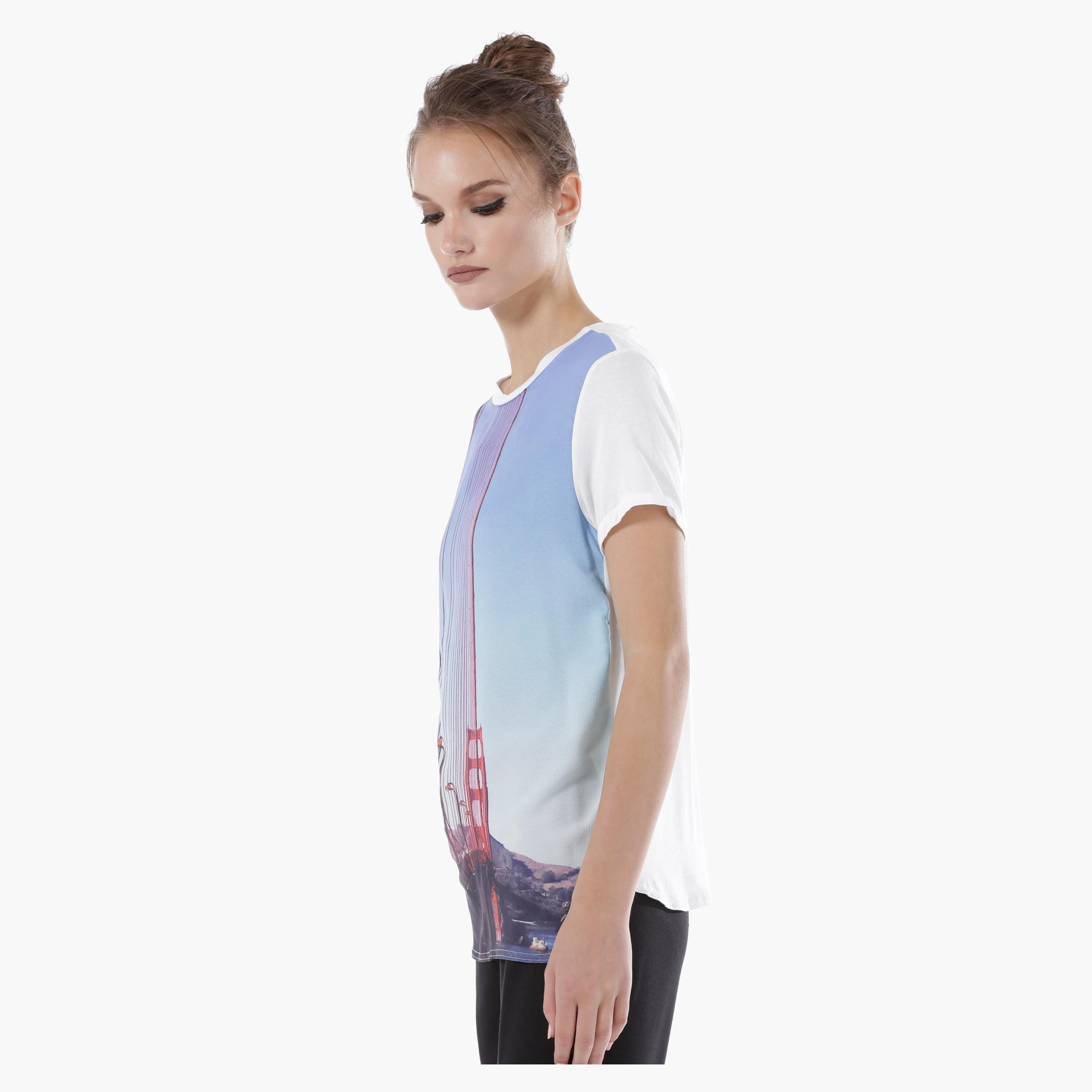 Printed Top with Round Neck and Short Sleeves-women-clothing-tshirts-image-3