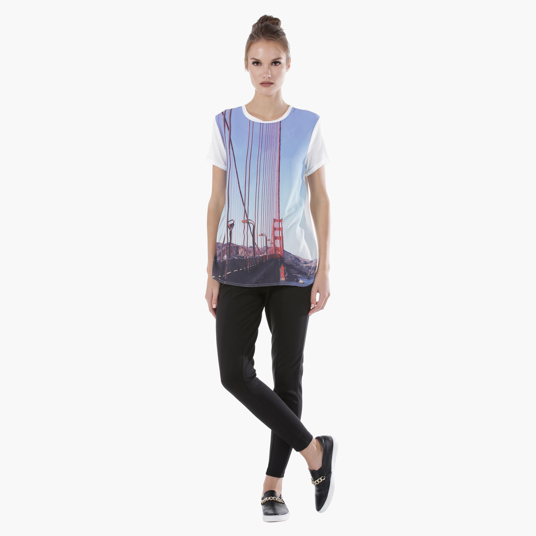 Printed Top with Round Neck and Short Sleeves-women-clothing-tshirts-image-5