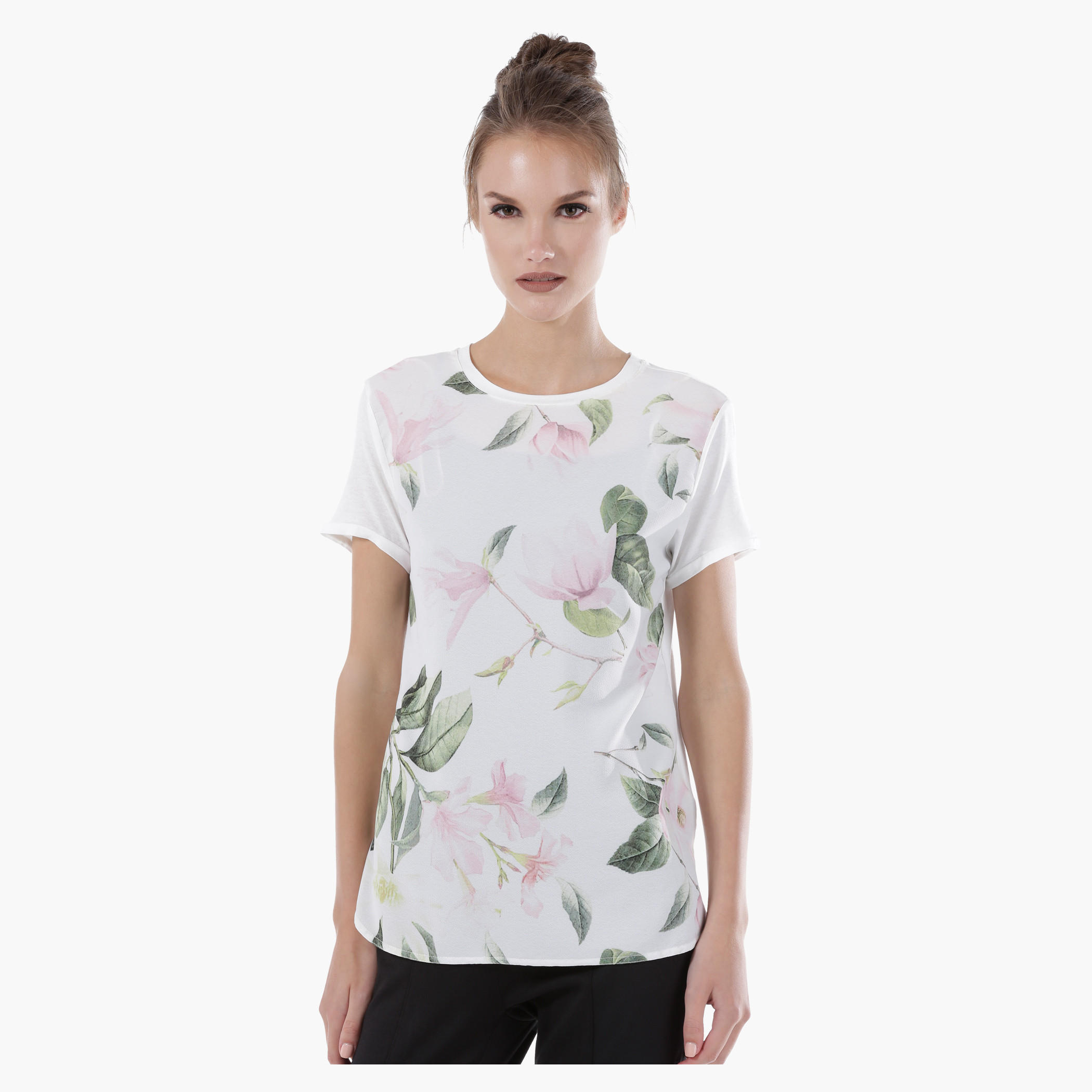 Printed Top with Round Neck and Short Sleeves-women-clothing-tshirts-image-1