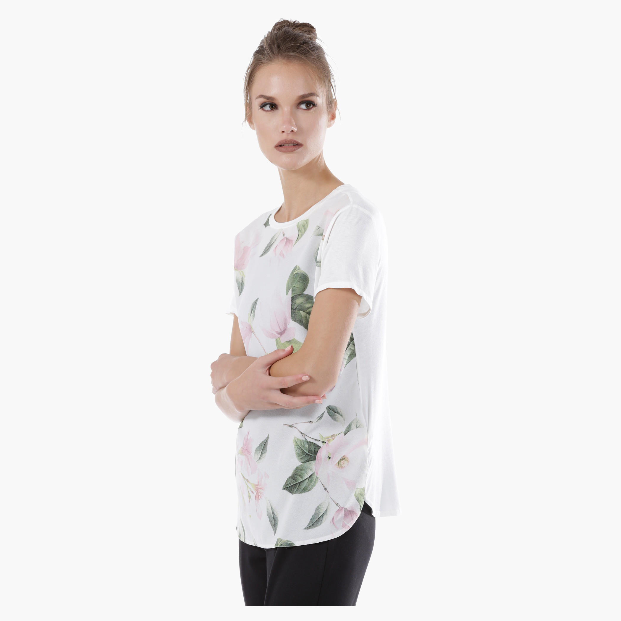 Printed Top with Round Neck and Short Sleeves-women-clothing-tshirts-image-3