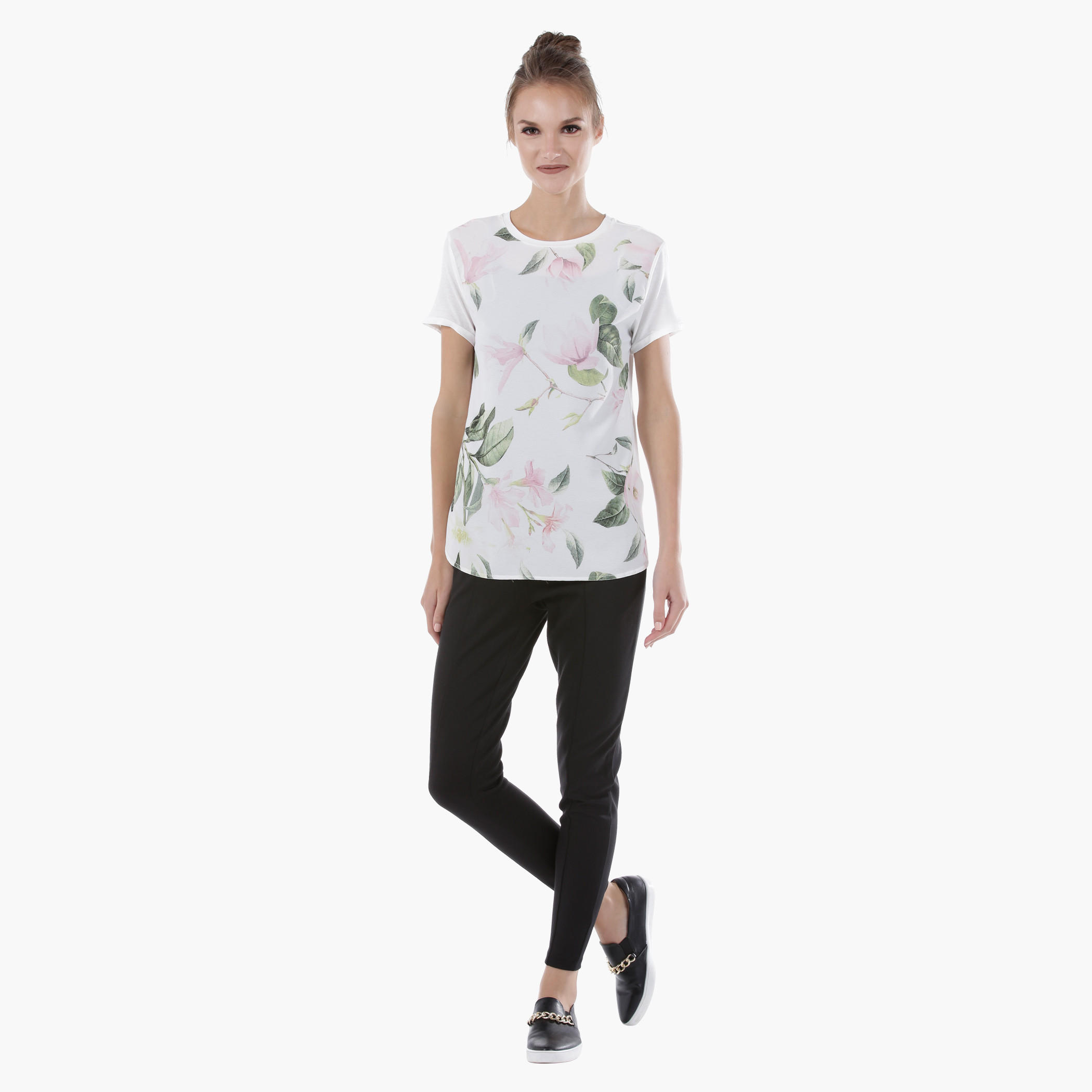 Printed Top with Round Neck and Short Sleeves-women-clothing-tshirts-image-5