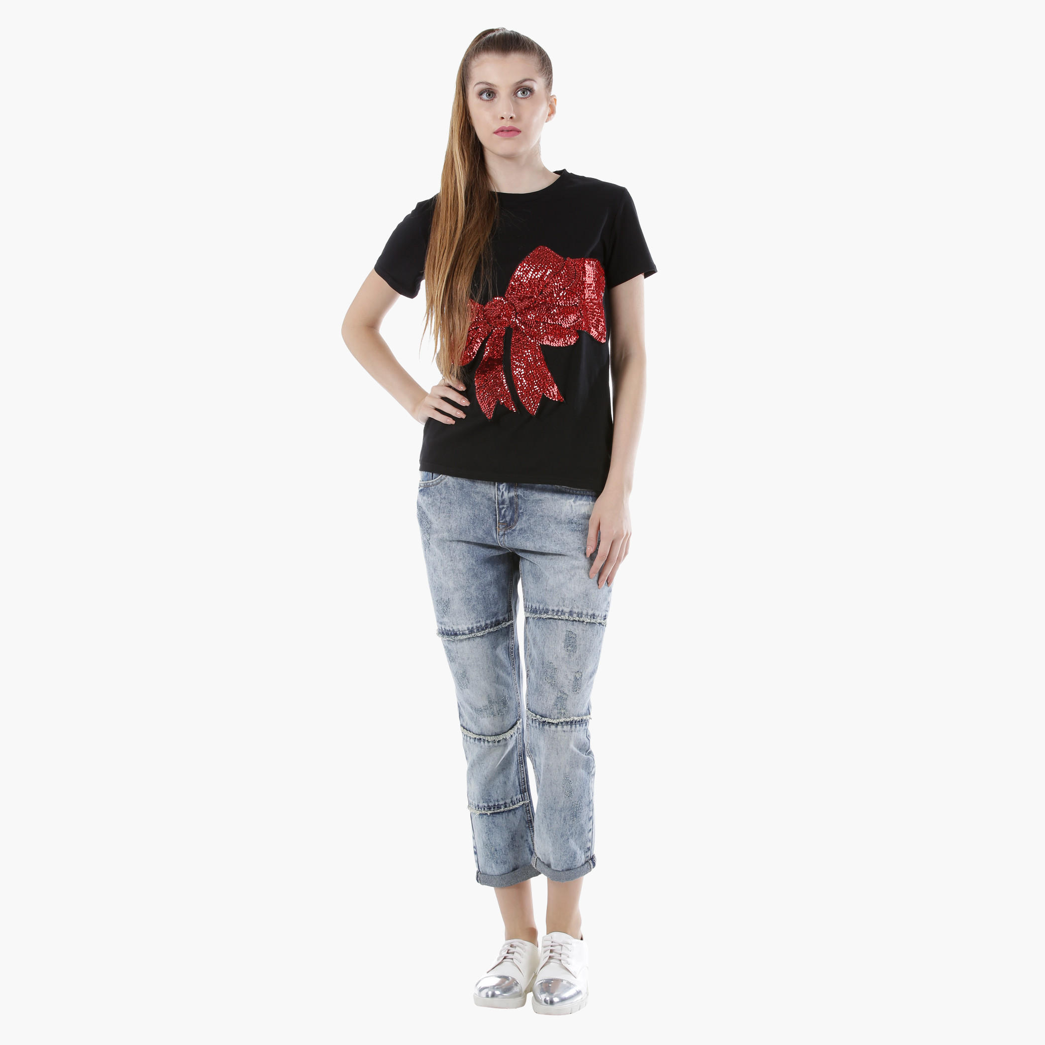 T-Shirt with Sequin Embellishments in Regular Fit-women-clothing-tshirts-image-5