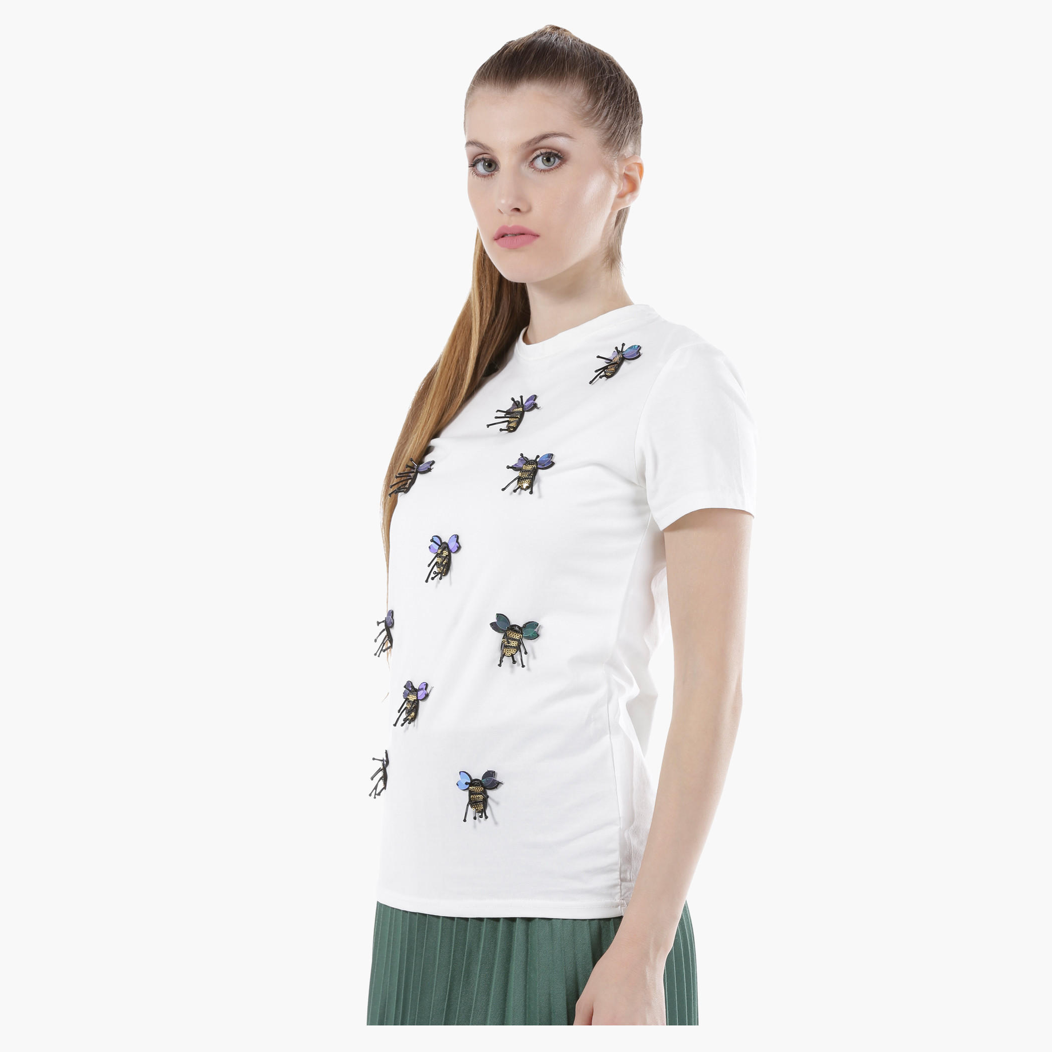 2Xtremz Print T-Shirt with Short Sleeves in Regular Fit-women-clothing-tshirts-image-3