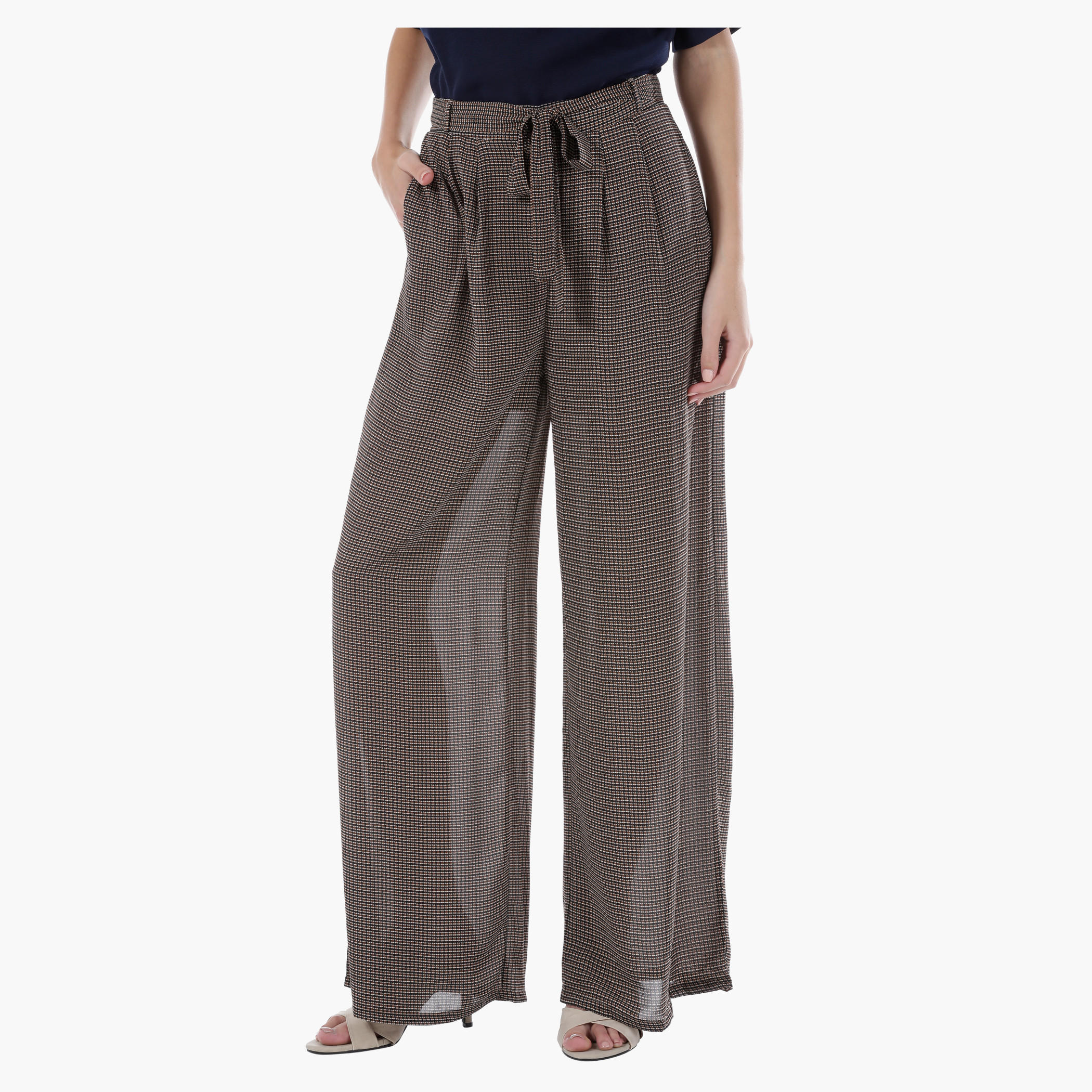 Printed Palazzo Pants with Tie Up Belt Detail-women-clothing-bottoms-trousers-image-1