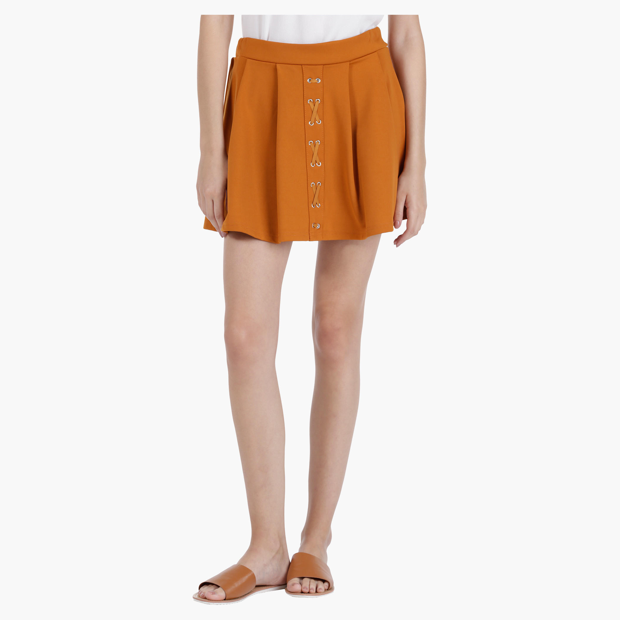Pleated Skirt with Lace Detailing in Regular Fit-women-clothing-bottoms-skirts-image-1