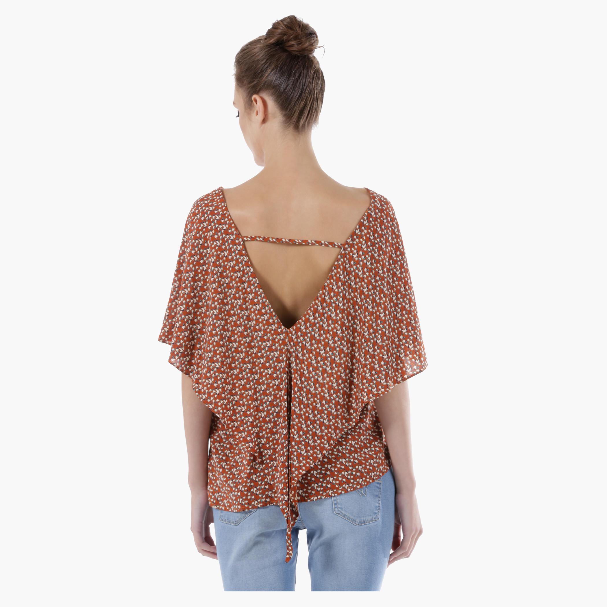 Ditsy Print Box Top with Flutter Sleeves-women-clothing-shirtsandblouses-blouses-image-2