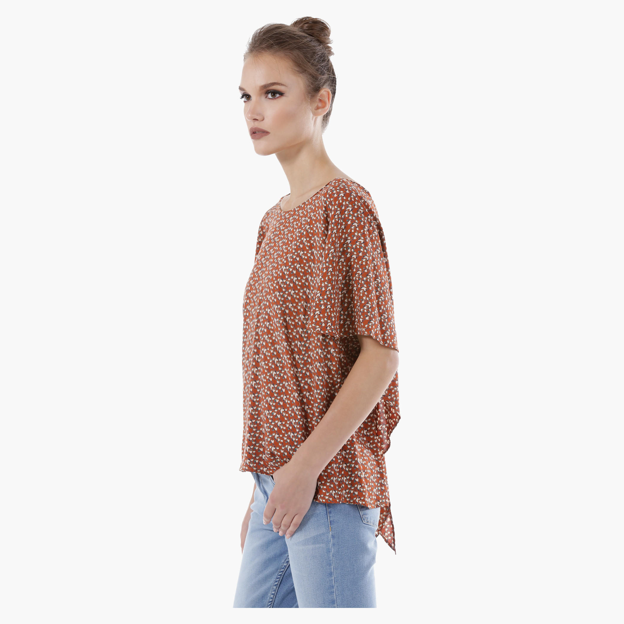 Ditsy Print Box Top with Flutter Sleeves-women-clothing-shirtsandblouses-blouses-image-3