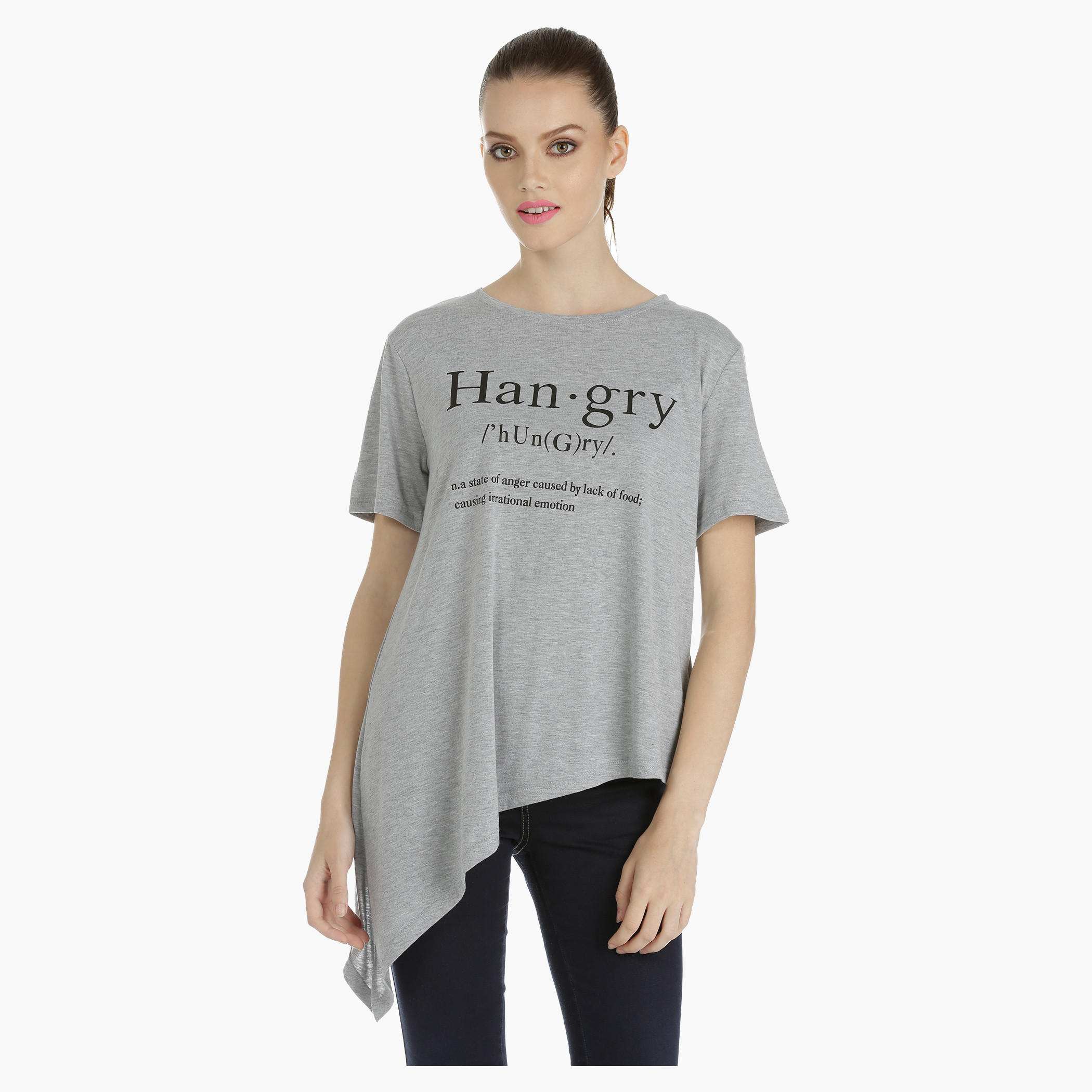 Asymmetrical T-shirt with Short Sleeves-women-clothing-tshirts-image-1