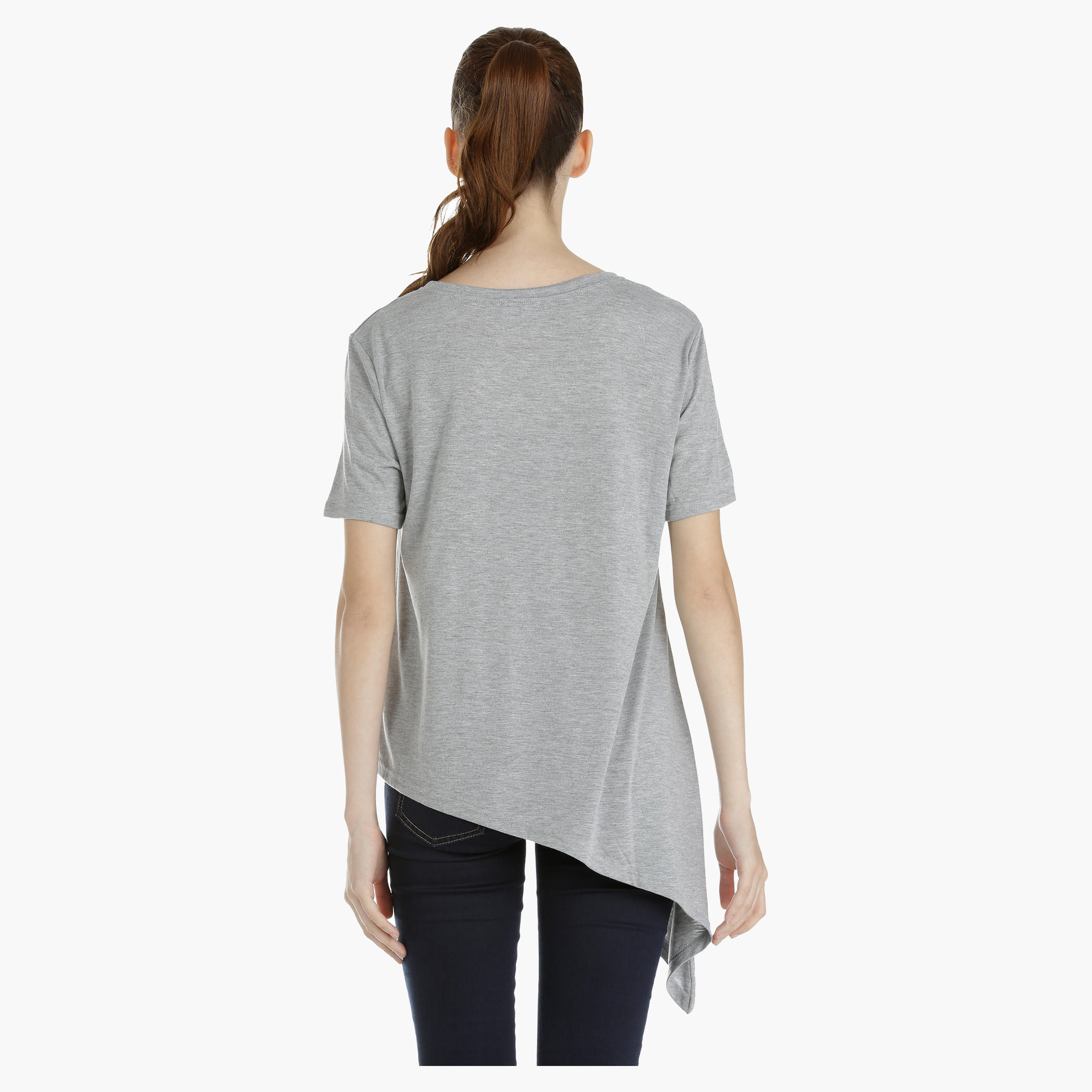 Asymmetrical T-shirt with Short Sleeves-women-clothing-tshirts-image-2