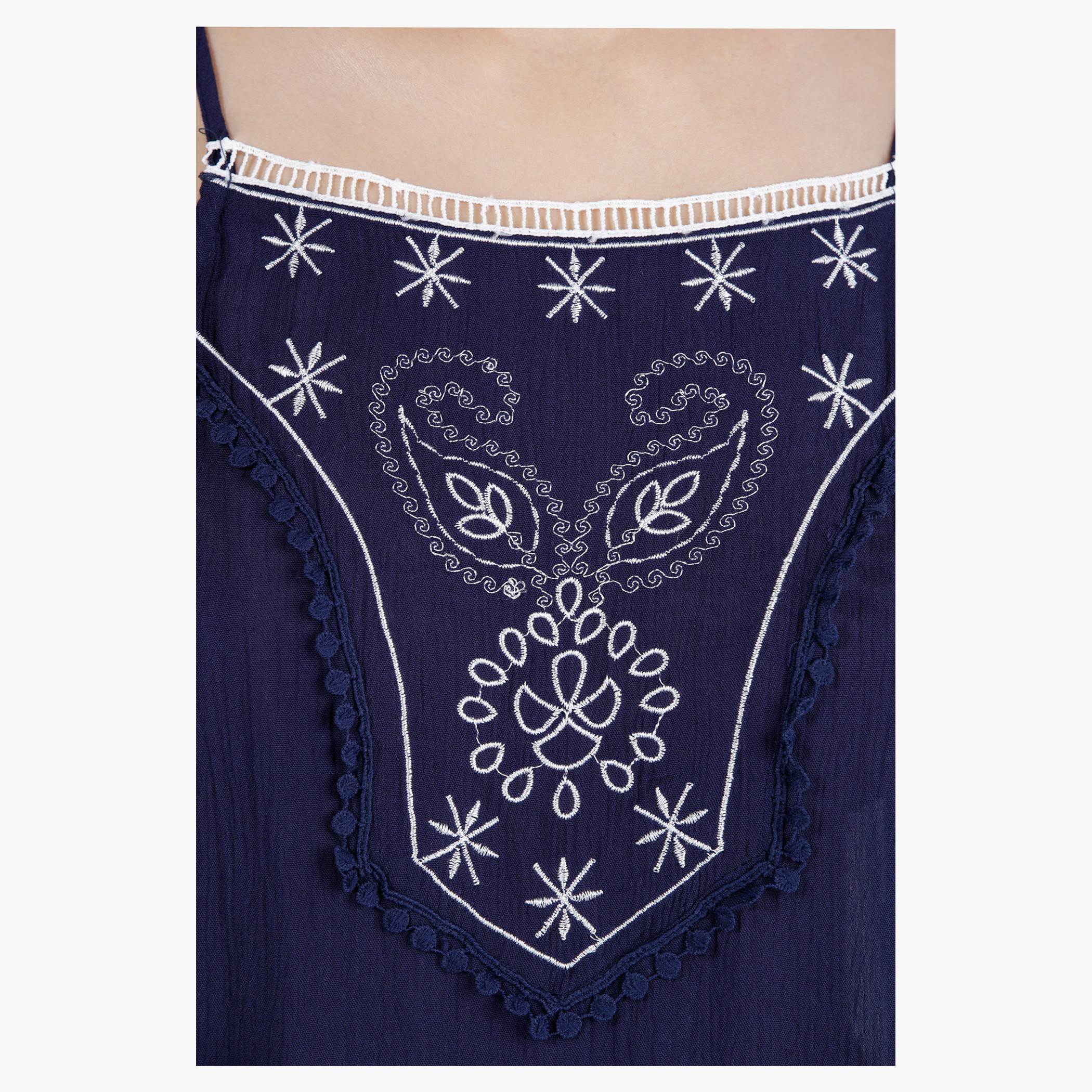 Strappy Embroidered Tunic Dress in Straight Fit-women-clothing-dresses-image-4
