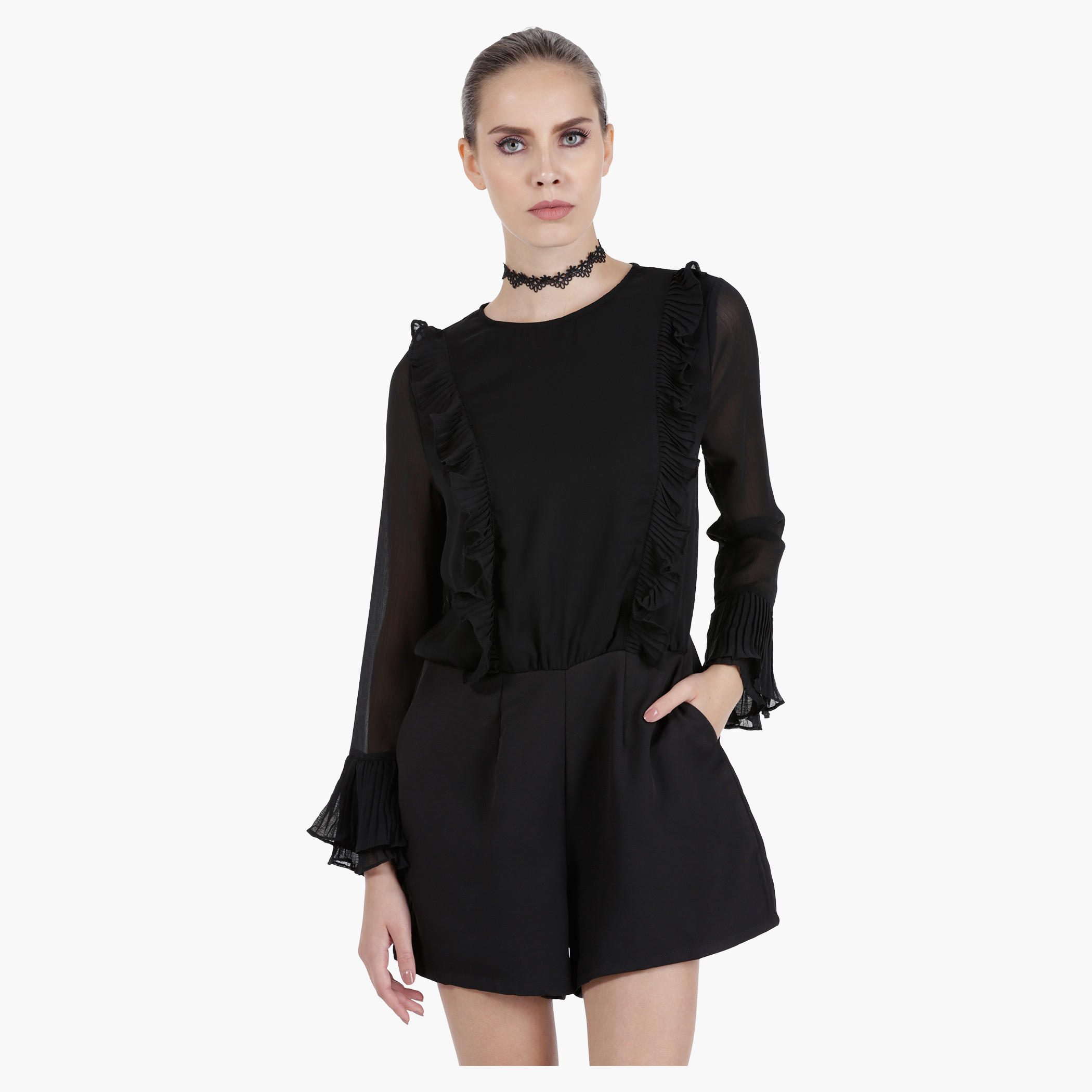 Ruffled Playsuit in Straight Fit-women-clothing-jumpsuits-image-1