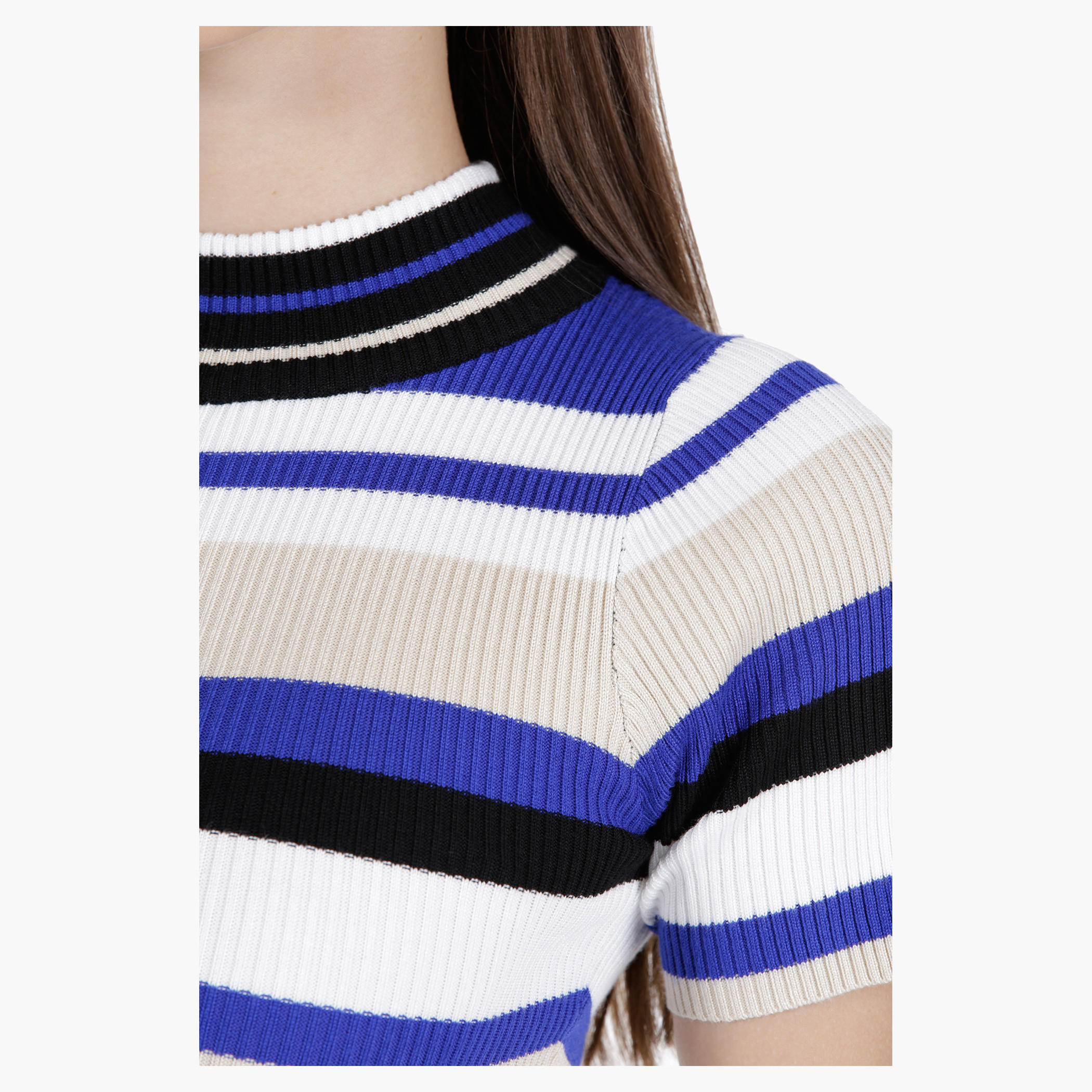 Striped Dress with Ribbed Neck in Regular Fit-women-clothing-dresses-image-4