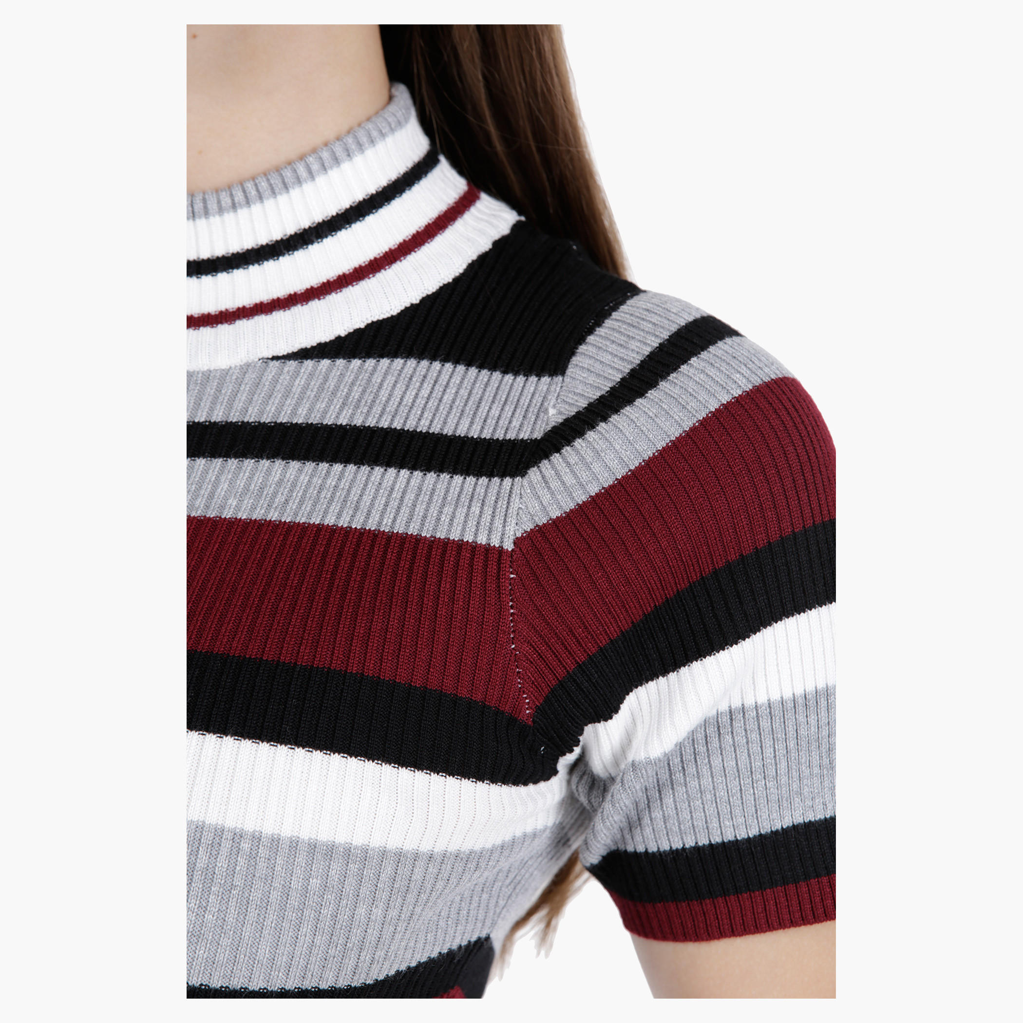 Striped Dress with Ribbed Neck in Regular Fit-women-clothing-dresses-image-8