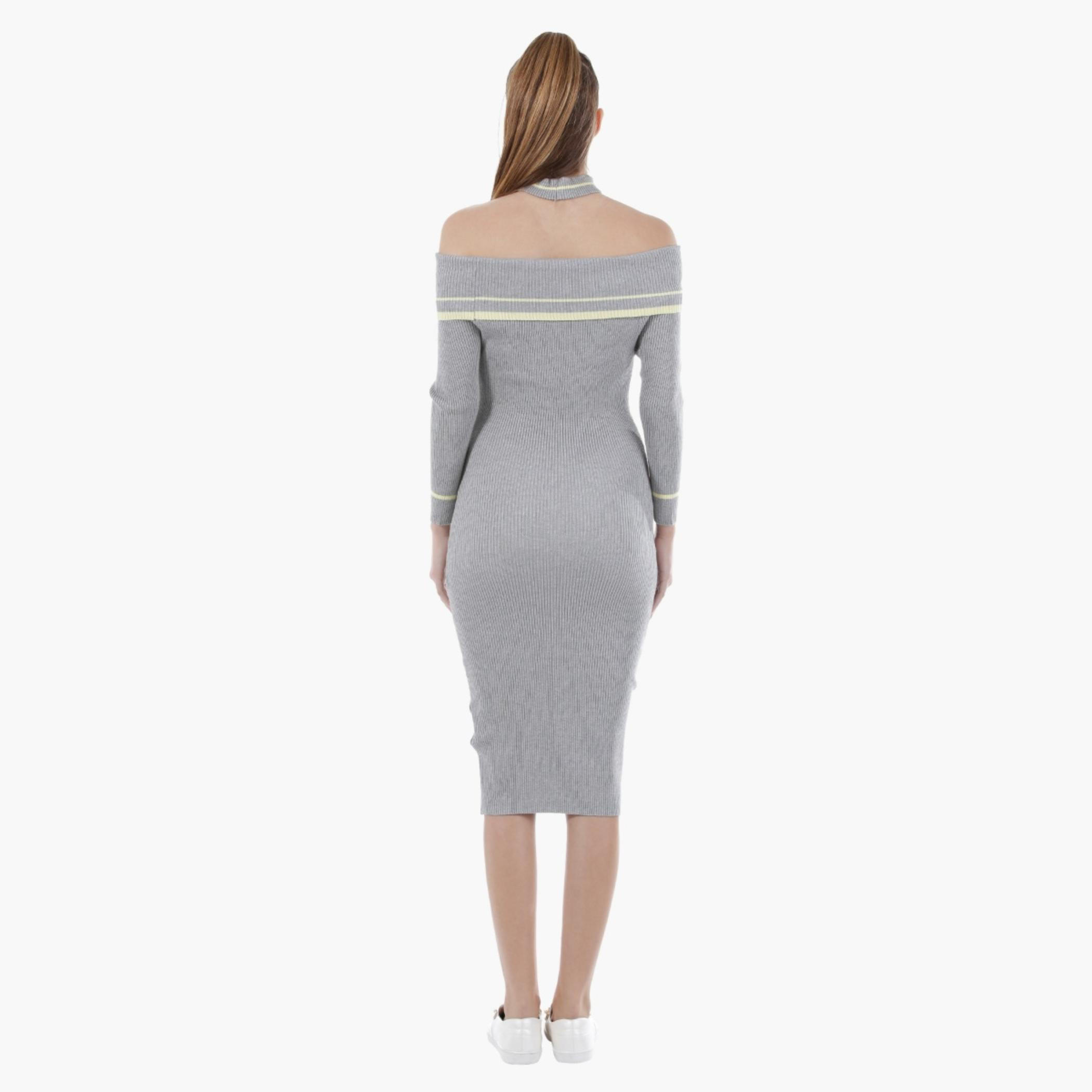 Off-Shoulder Dress with Long Sleeves in Regular Fit-women-clothing-dresses-image-2