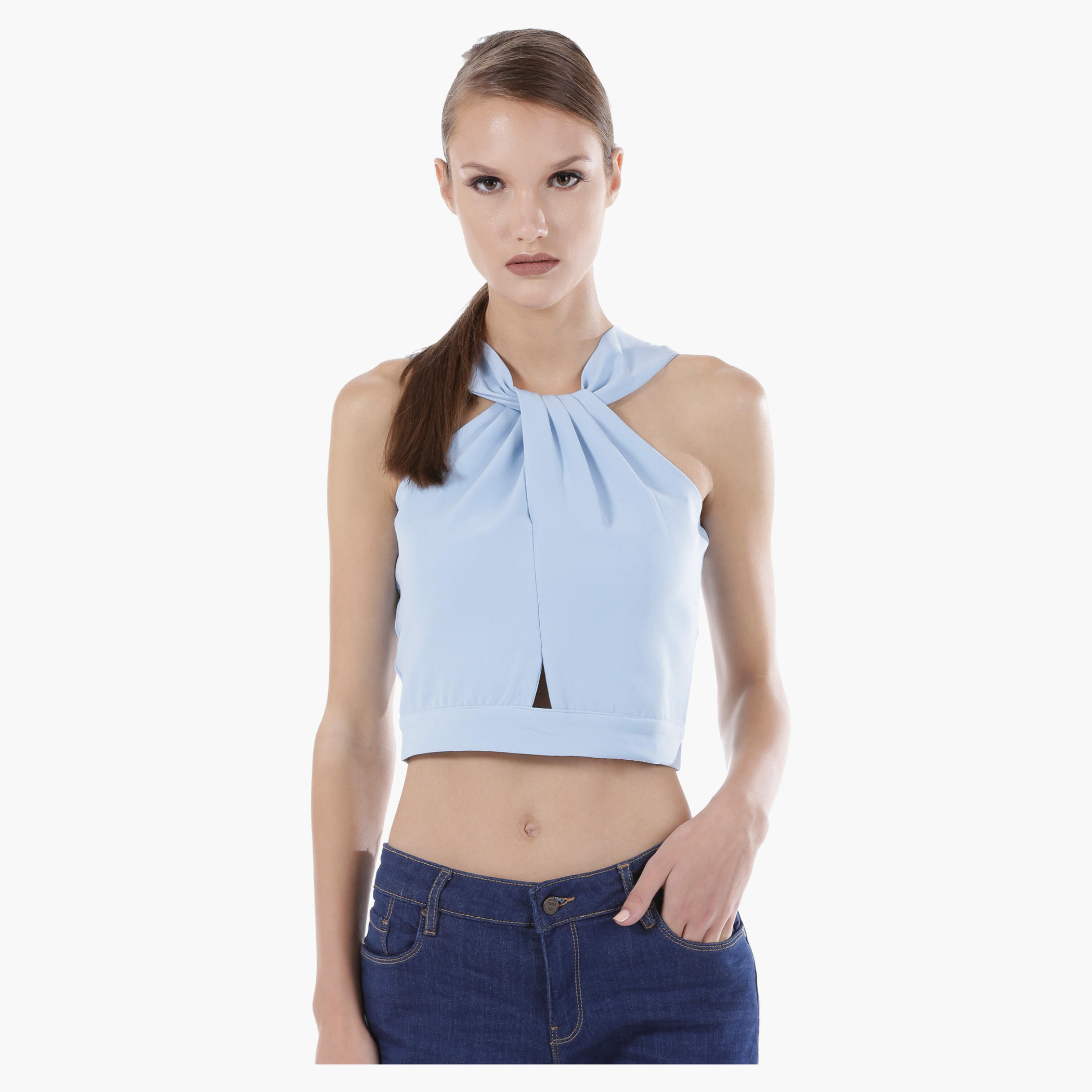 Shell Top with Twisted Neck Detailing in Regular Fit-women-clothing-shirtsandblouses-blouses-image-5
