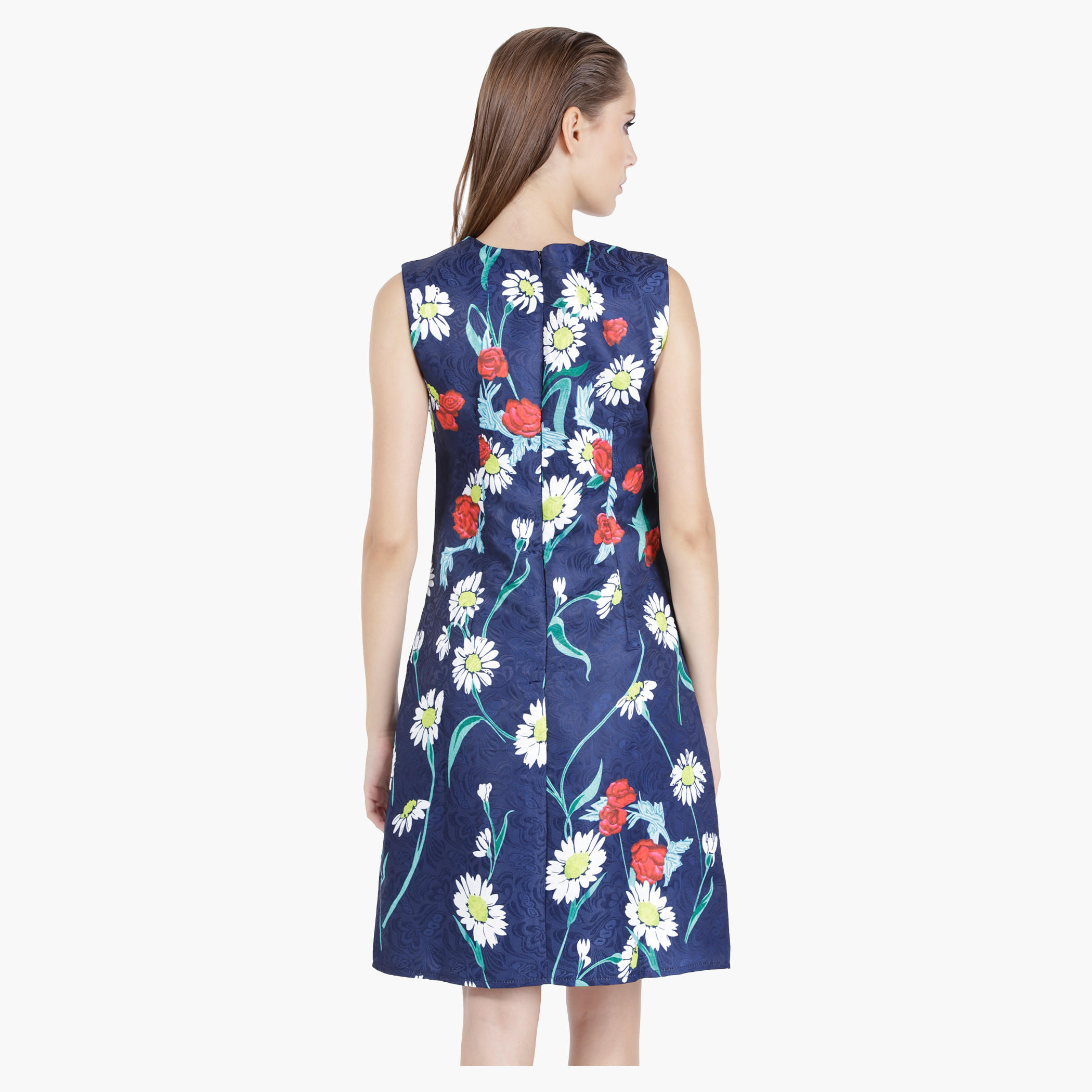 Floral-Textured Skater Dress in Regular Fit-women-clothing-dresses-image-2