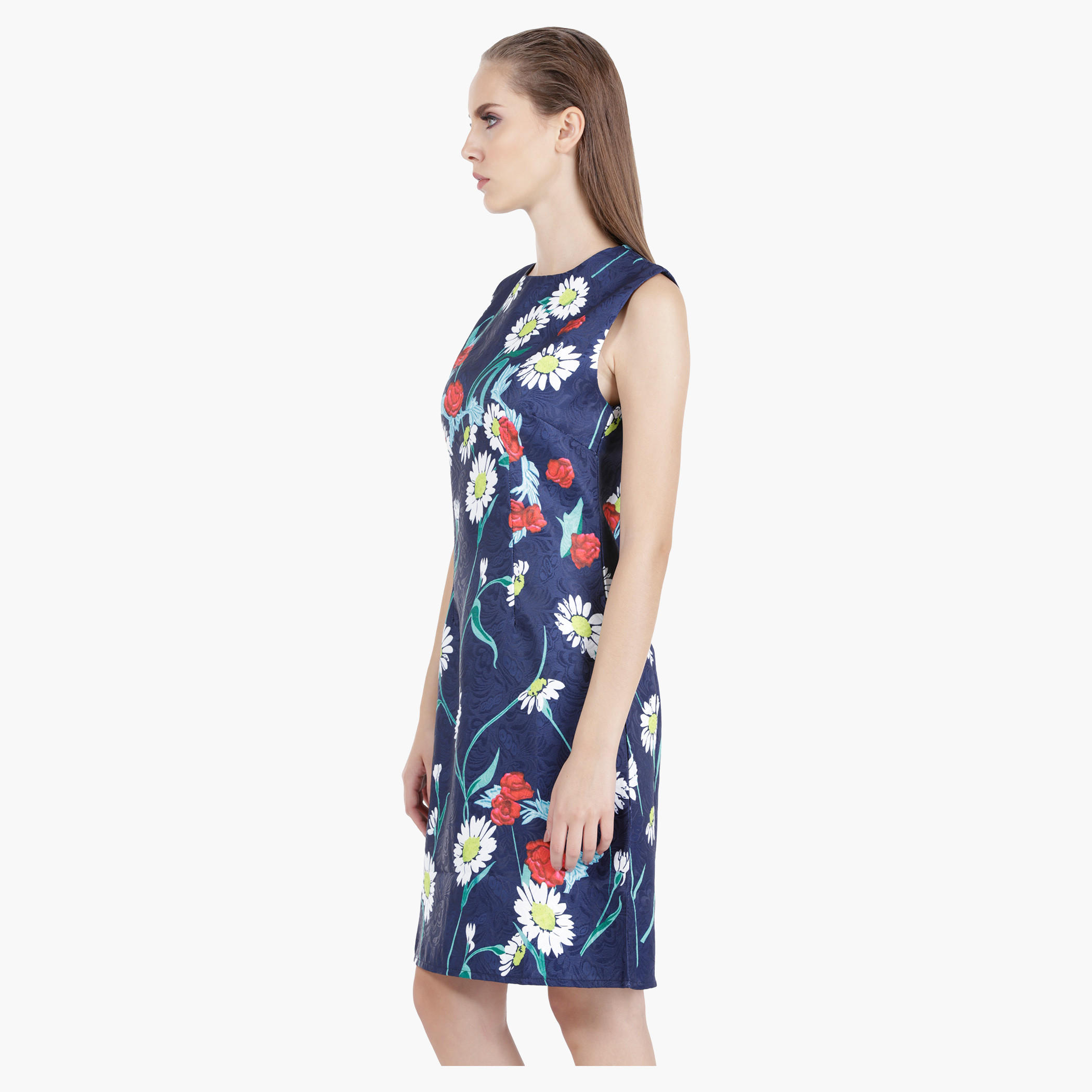 Floral-Textured Skater Dress in Regular Fit-women-clothing-dresses-image-3