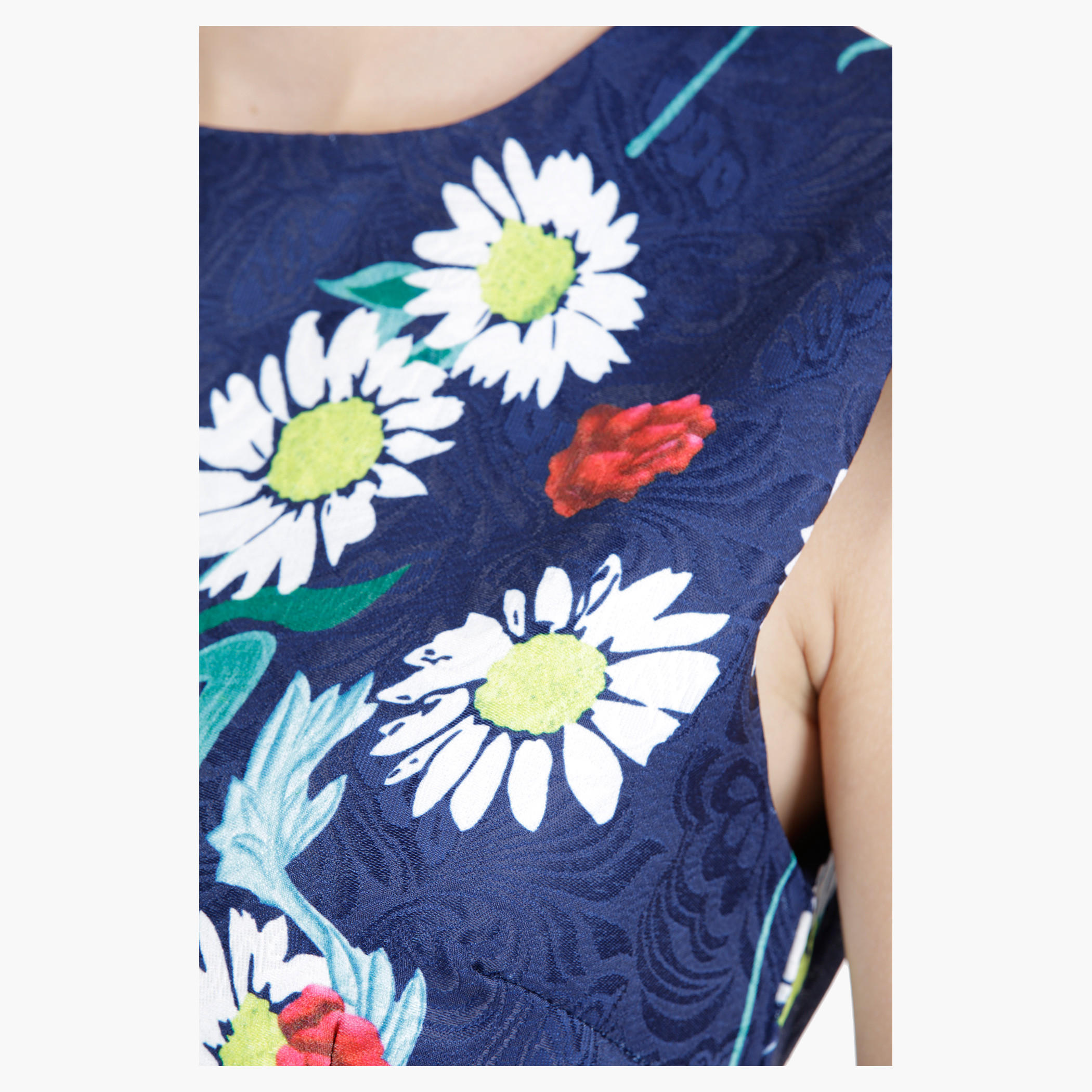 Floral-Textured Skater Dress in Regular Fit-women-clothing-dresses-image-4
