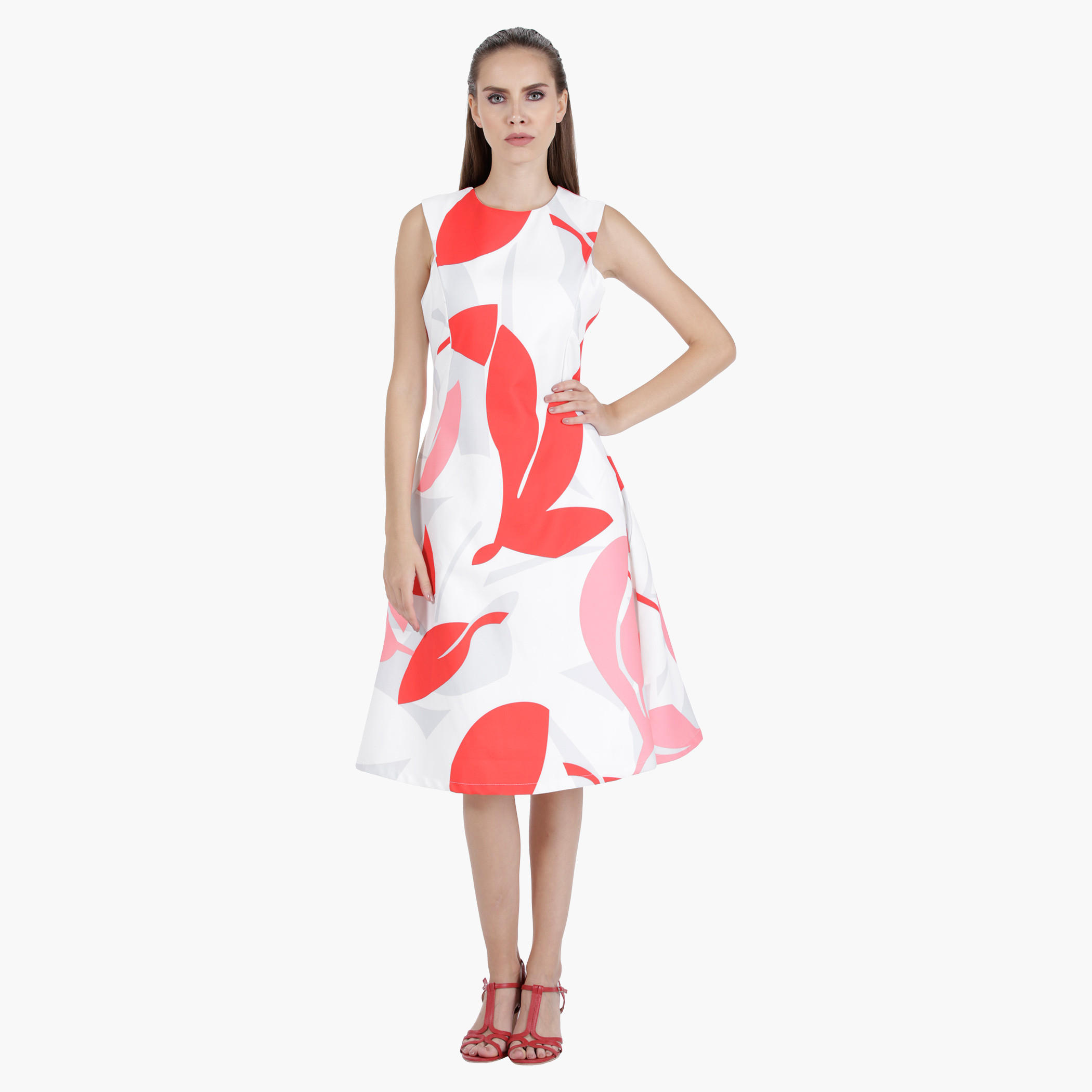 Abstract Print Skater Dress in Regular Fit-women-clothing-dresses-image-4