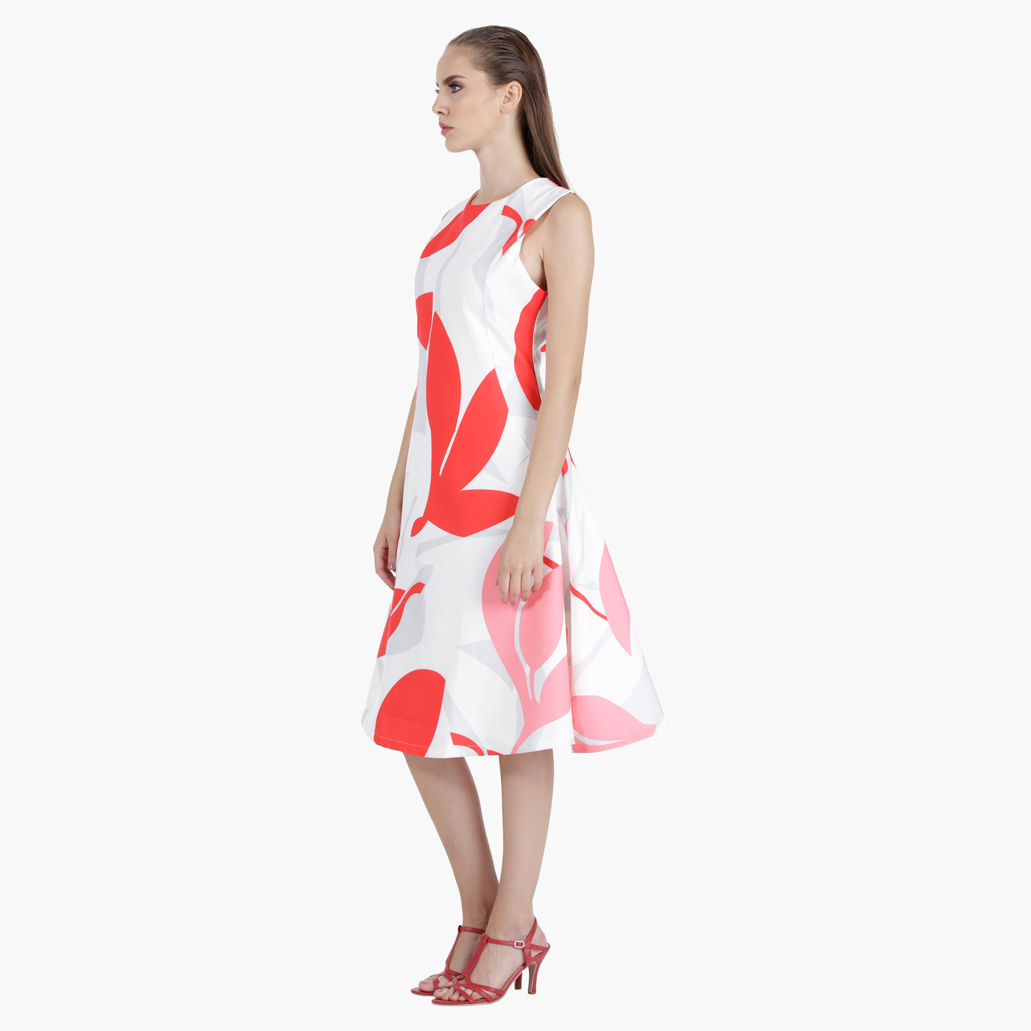 Abstract Print Skater Dress in Regular Fit-women-clothing-dresses-image-2