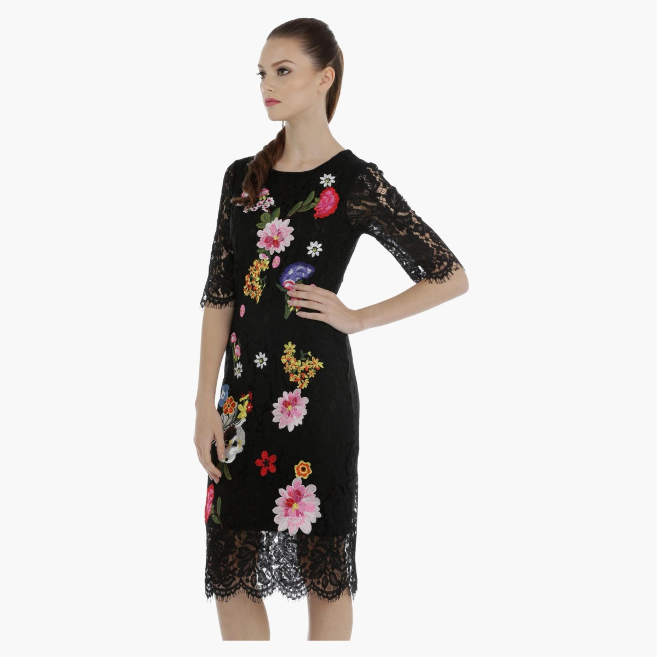 Lace Dress with Floral Embroidery-women-clothing-dresses-image-3