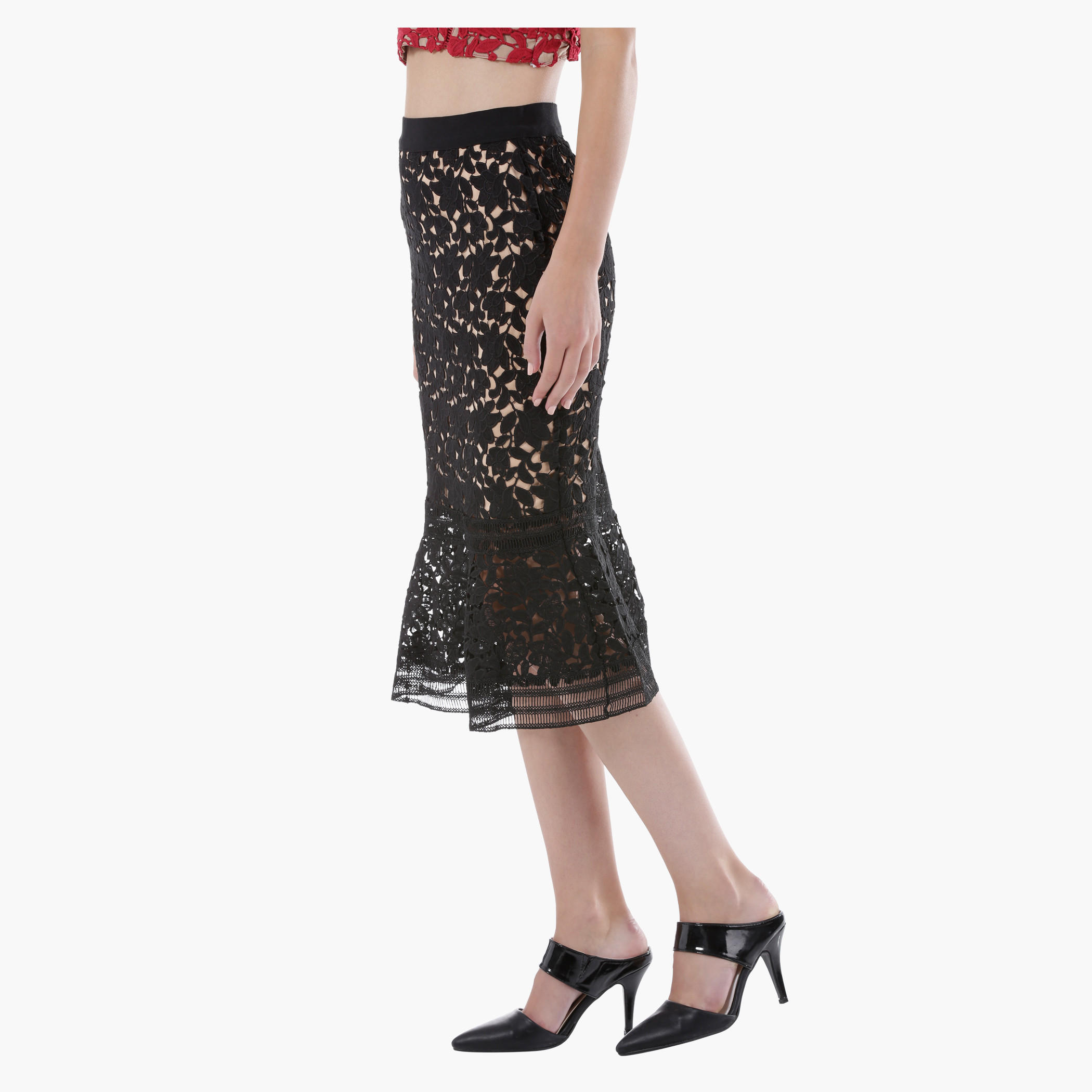 Lace Skirt with Nude Base in Straight Fit-women-clothing-bottoms-skirts-image-3