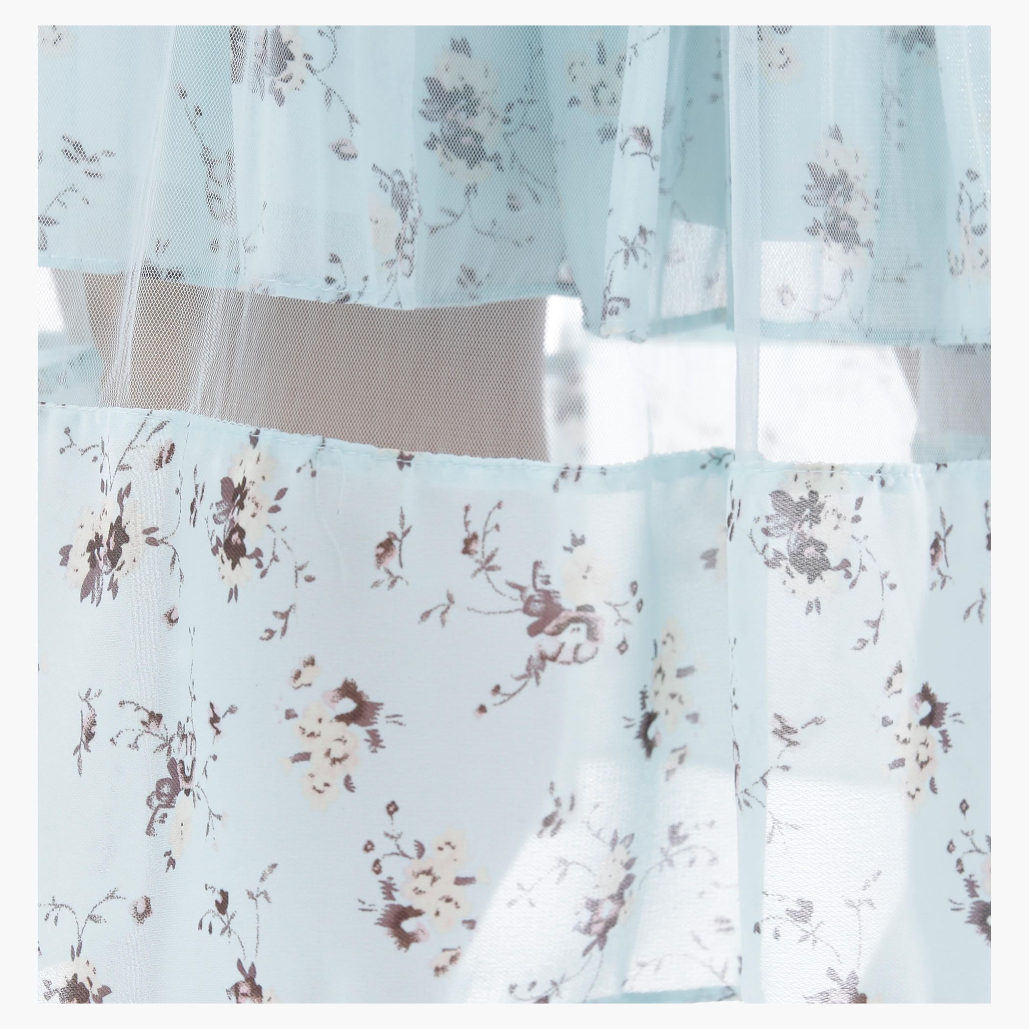 Floral Layered Skirt with Pleats and Mesh Panels in Regular Fit-women-clothing-bottoms-skirts-image-4