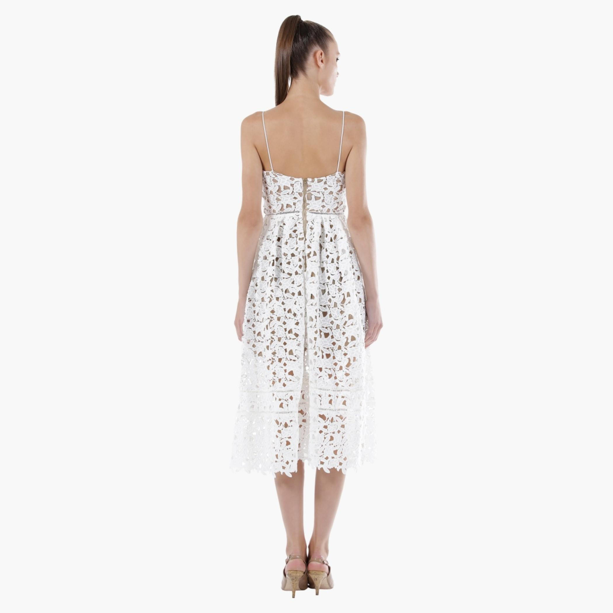Long Chunky Lace Dress with Nude Base in Regular Fit-women-clothing-dresses-image-2