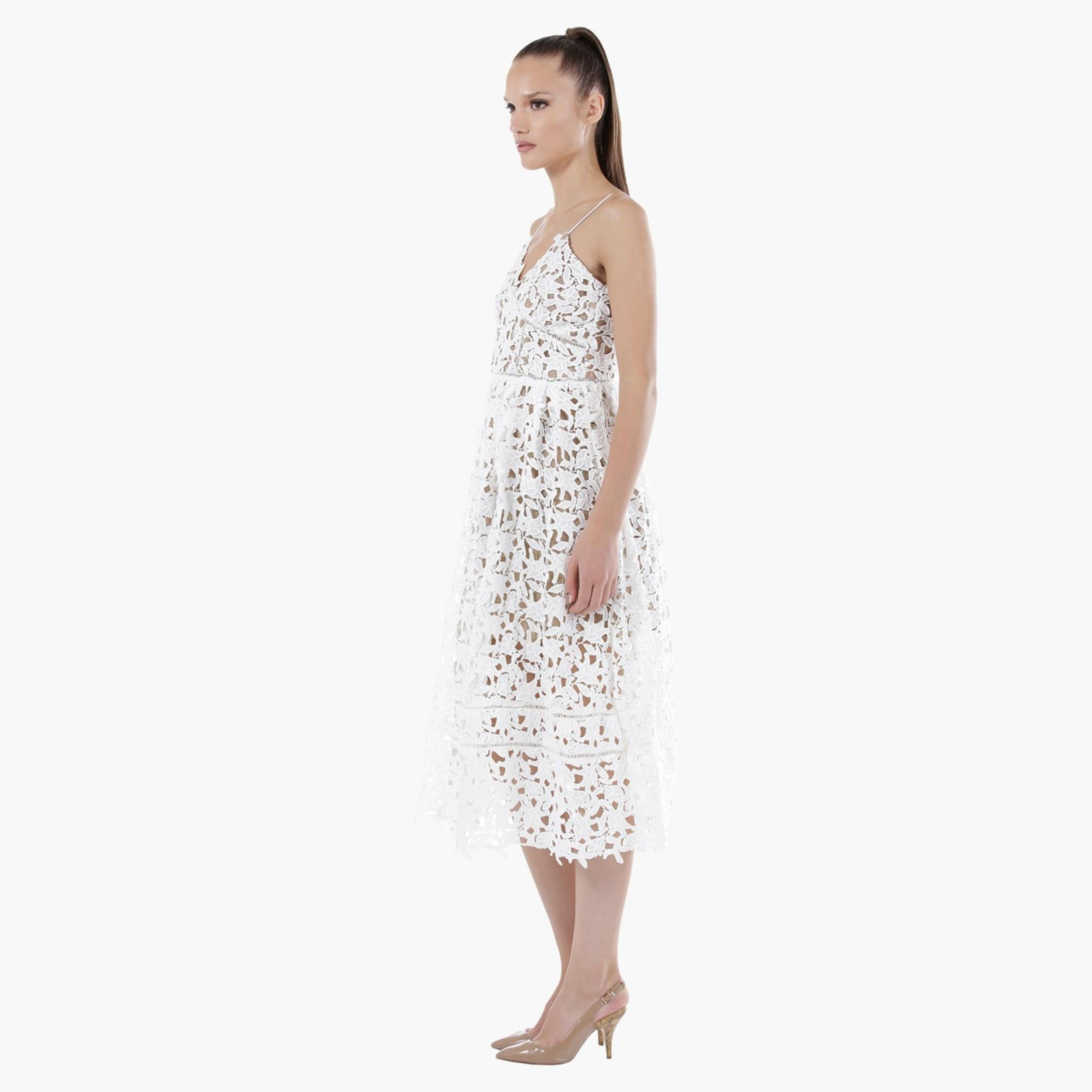 Long Chunky Lace Dress with Nude Base in Regular Fit-women-clothing-dresses-image-3