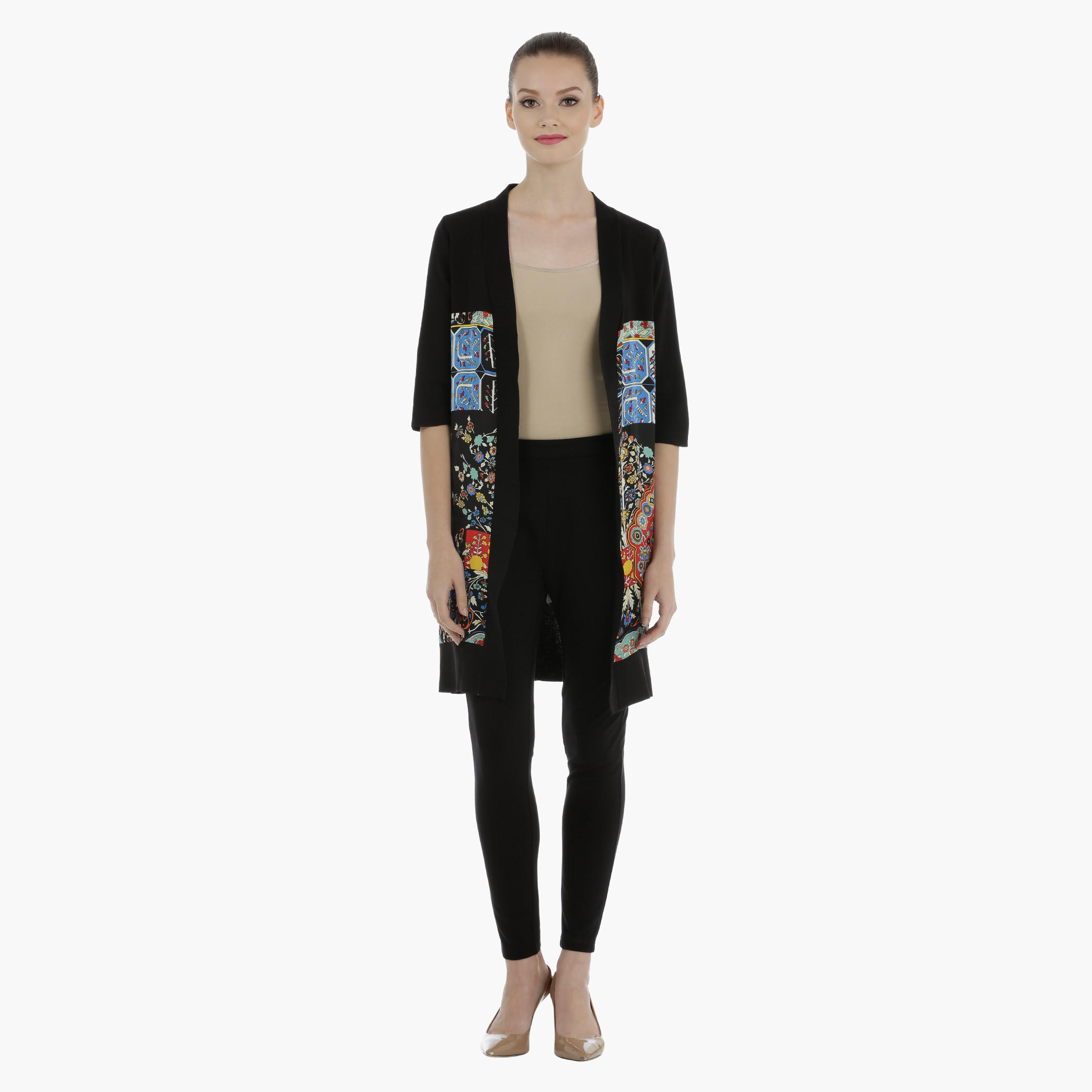 Open Front Shrug with Panels-women-winterwear-cardigansandjumpers-cardigans-image-1