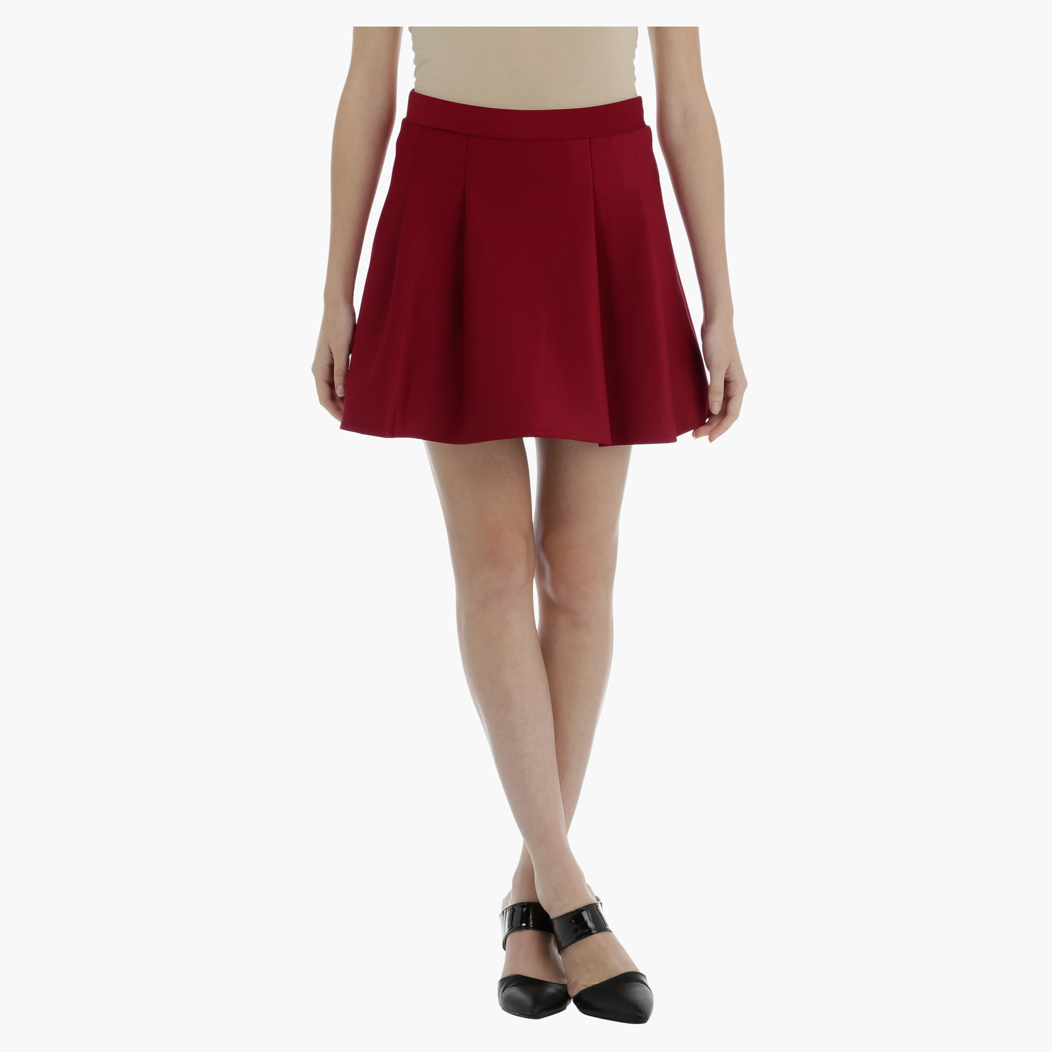 Pleated Mini Skater Skirt-women-clothing-bottoms-skirts-image-1