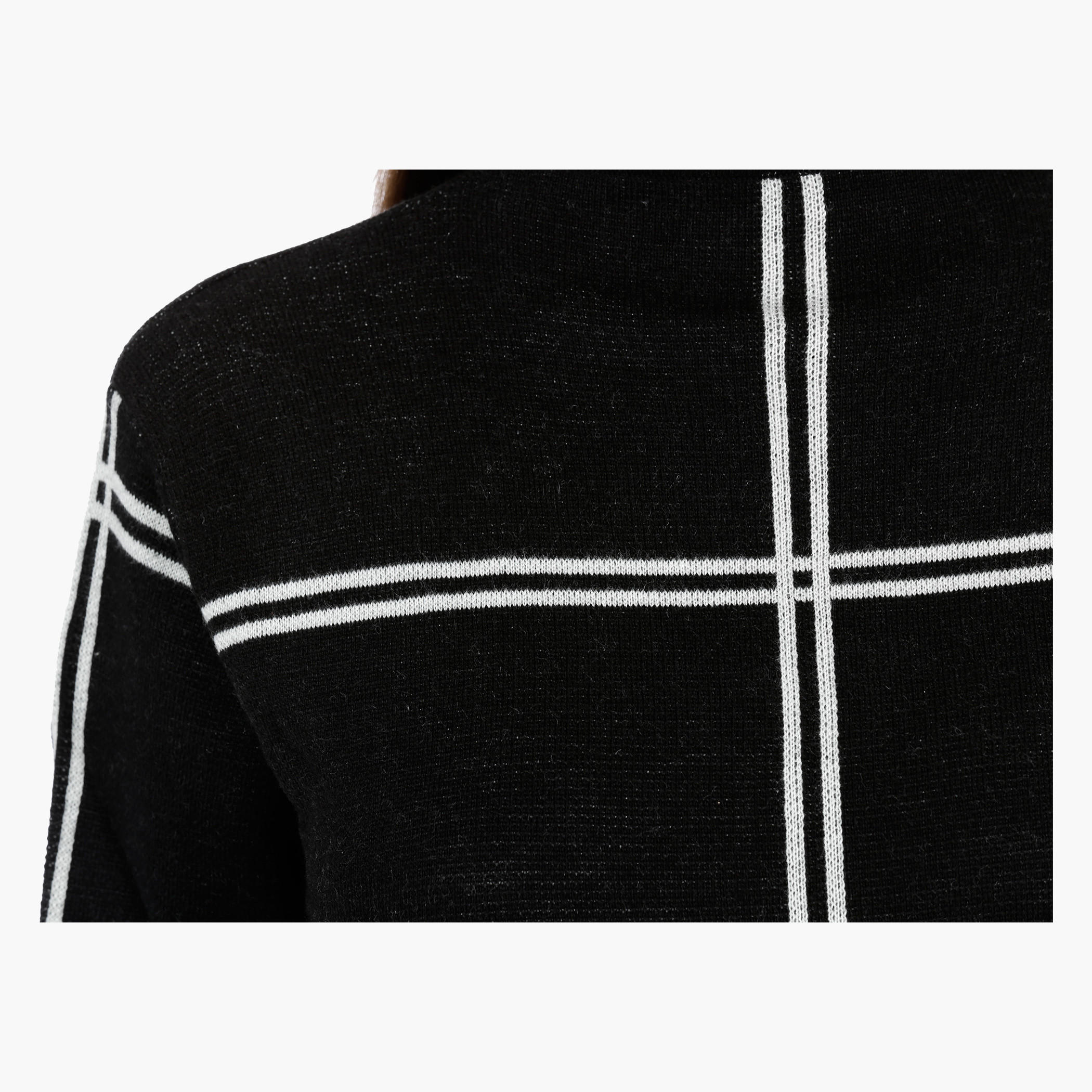 Window Pane Sweater Dress with Long Sleeves-women-clothing-dresses-image-4