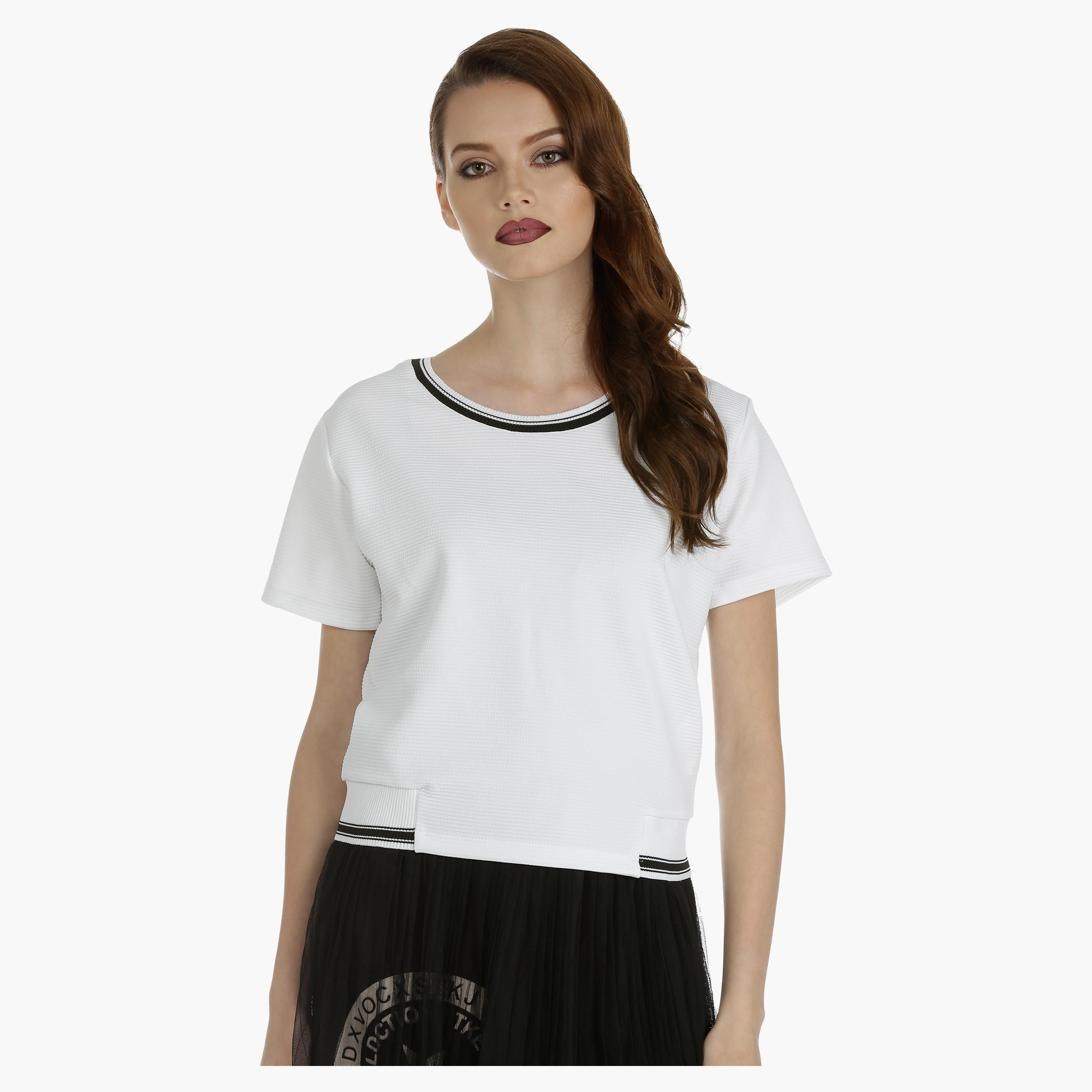 Knitted Sporty Top with Short Sleeves-women-clothing-shirtsandblouses-blouses-image-1