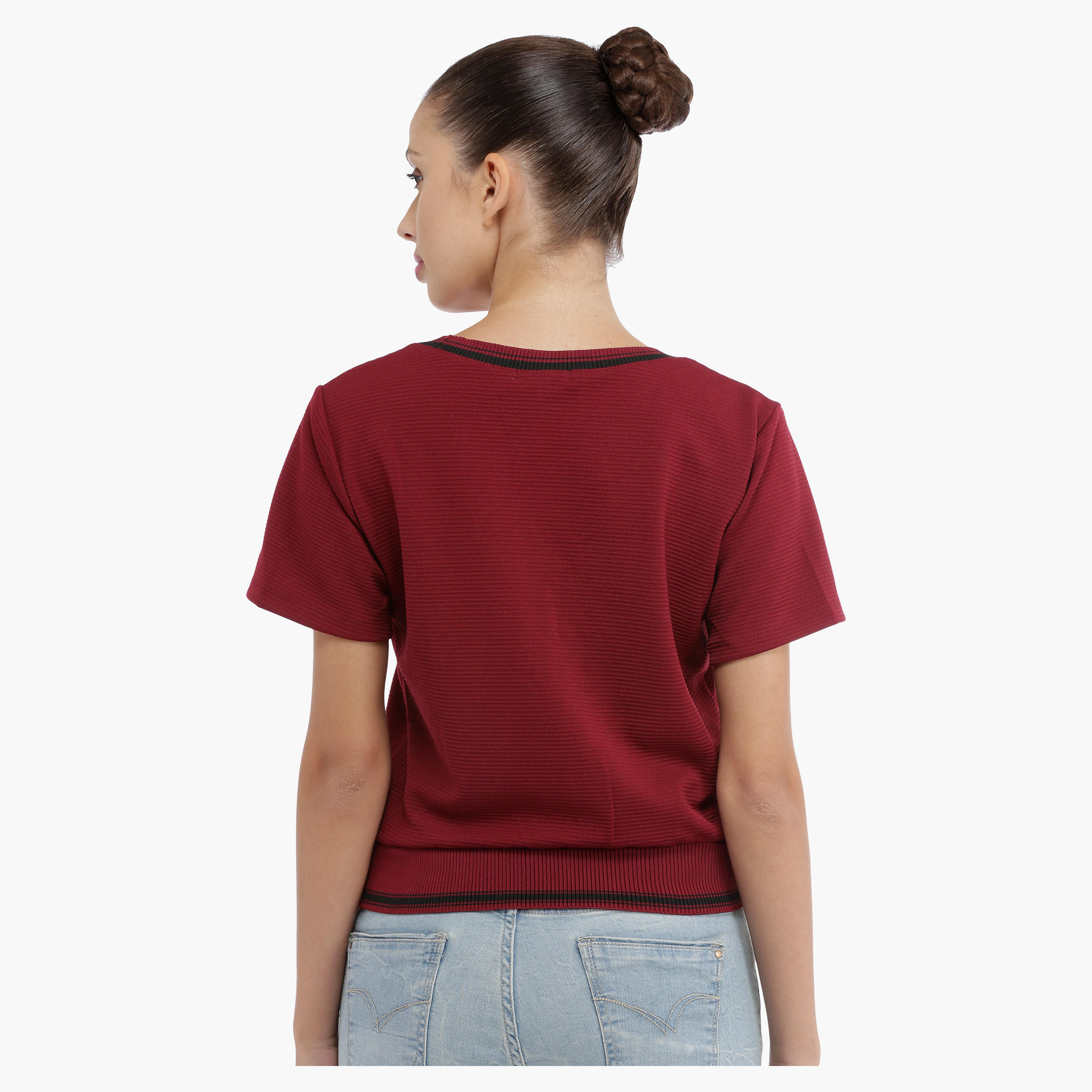 Ribbed Short Sleeves Top-women-clothing-tshirts-image-4