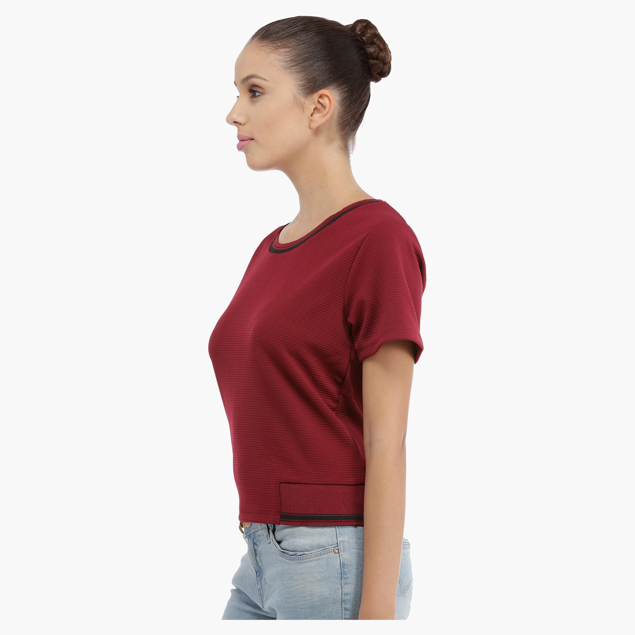 Ribbed Short Sleeves Top-women-clothing-tshirts-image-3