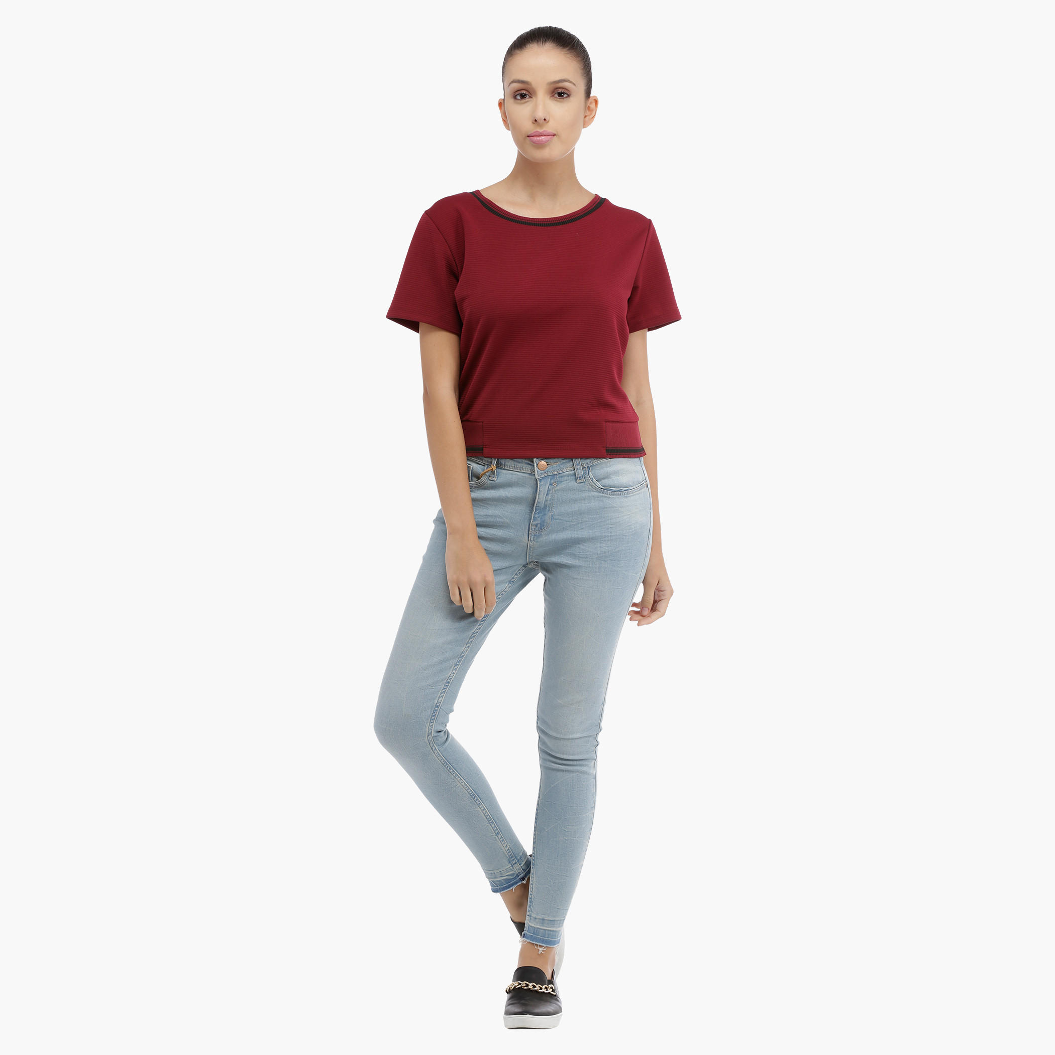 Ribbed Short Sleeves Top-women-clothing-tshirts-image-5