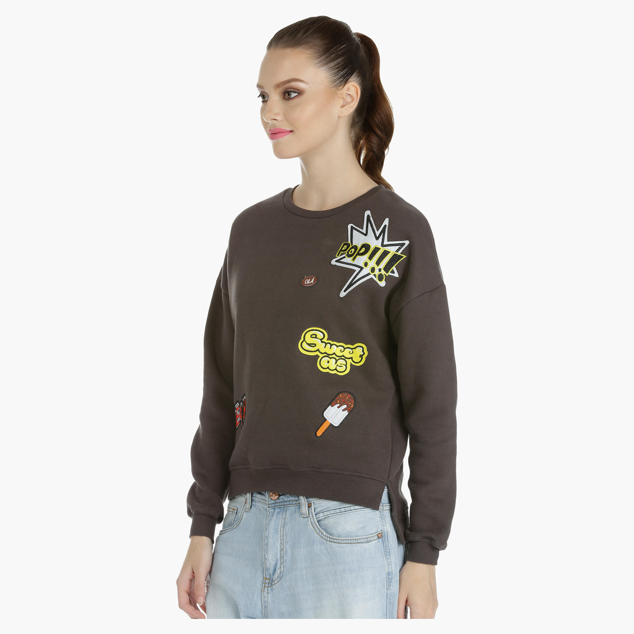 Long Sleeves Sweatshirt with Badge Appliques-women-winterwear-hoodiesandsweatshirts-sweatshirts-image-3